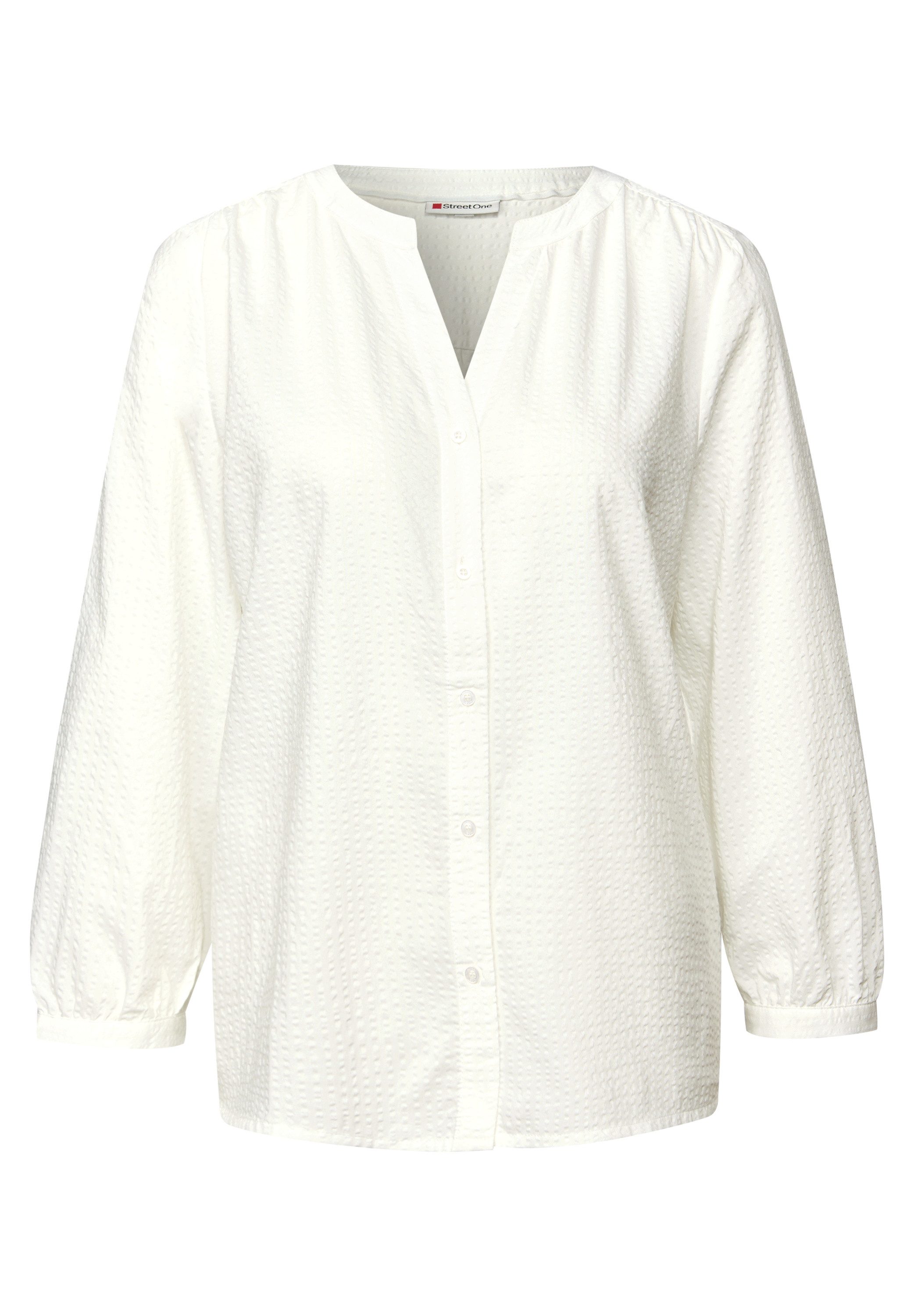 STREET ONE Klassische Bluse Split Neck Seersucker Bluse günstig online kaufen