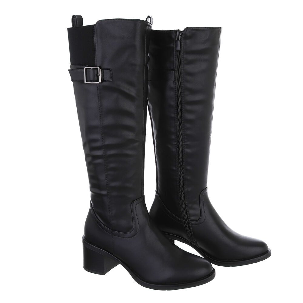 Ital-Design Damen Elegant Stiefel (87108796) Blockabsatz Klassische Stiefel in Schwarz