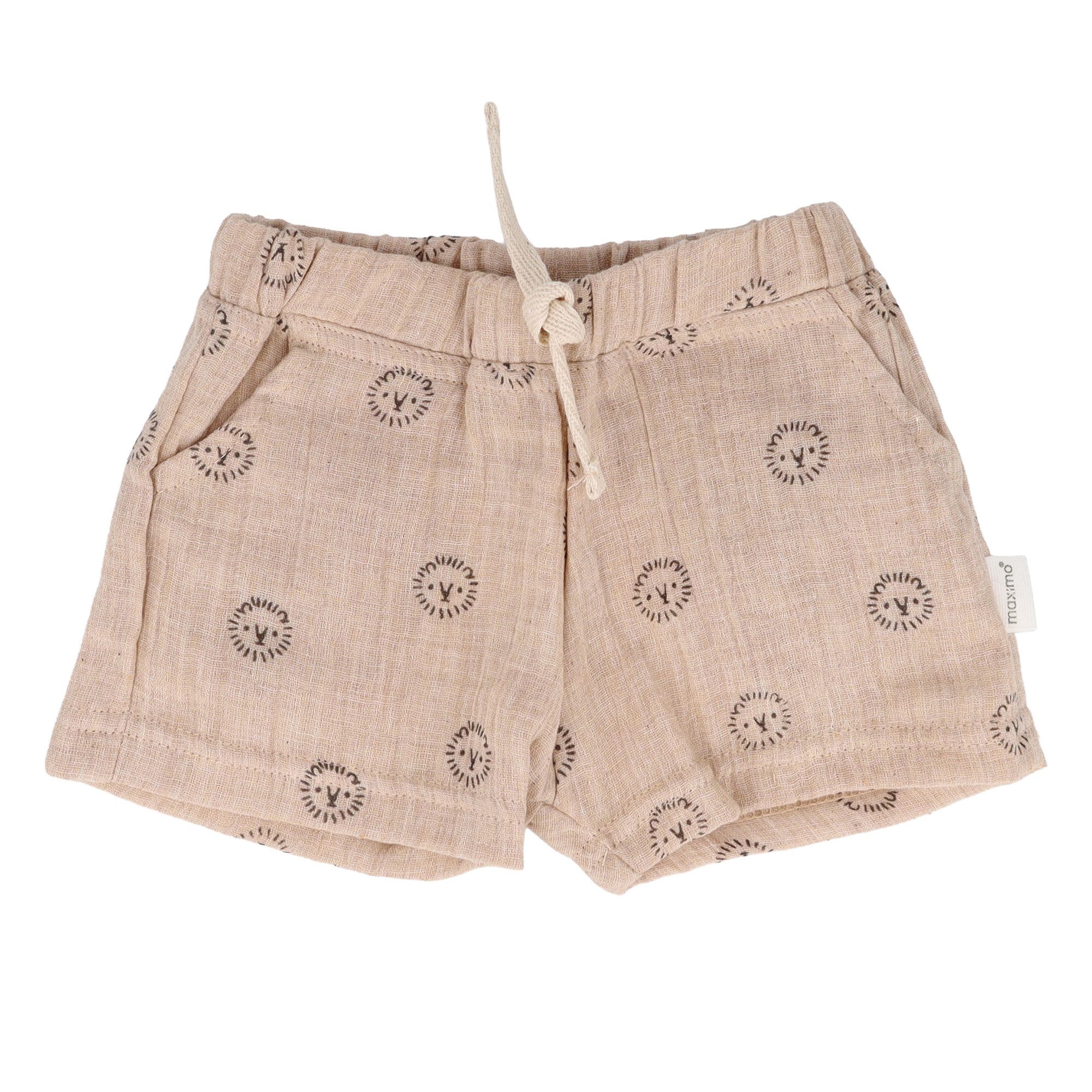MAXIMO Shorts (1-tlg) Beigemeliert, Löwe, Musselin, Shorts, Baby Boy