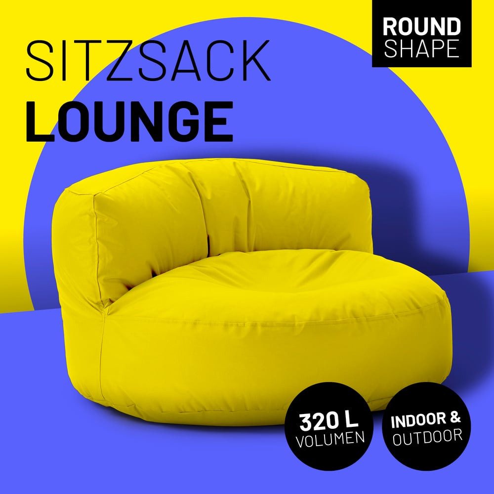 Lumaland Sitzsack Round Sofa Sitzkissen Bean Bag Couch Lounge, inkl. Rückenlehne In-& Outdoor 90x90x50cm