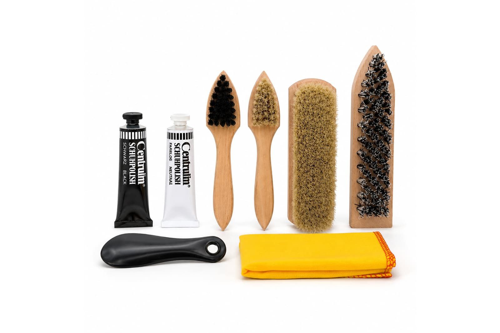 Ringelspitz Schuhputzbürste Schuhputzset 8-teilig, Schuhpflege Set mit Bürsten & Schuhcreme, (8-tlg)