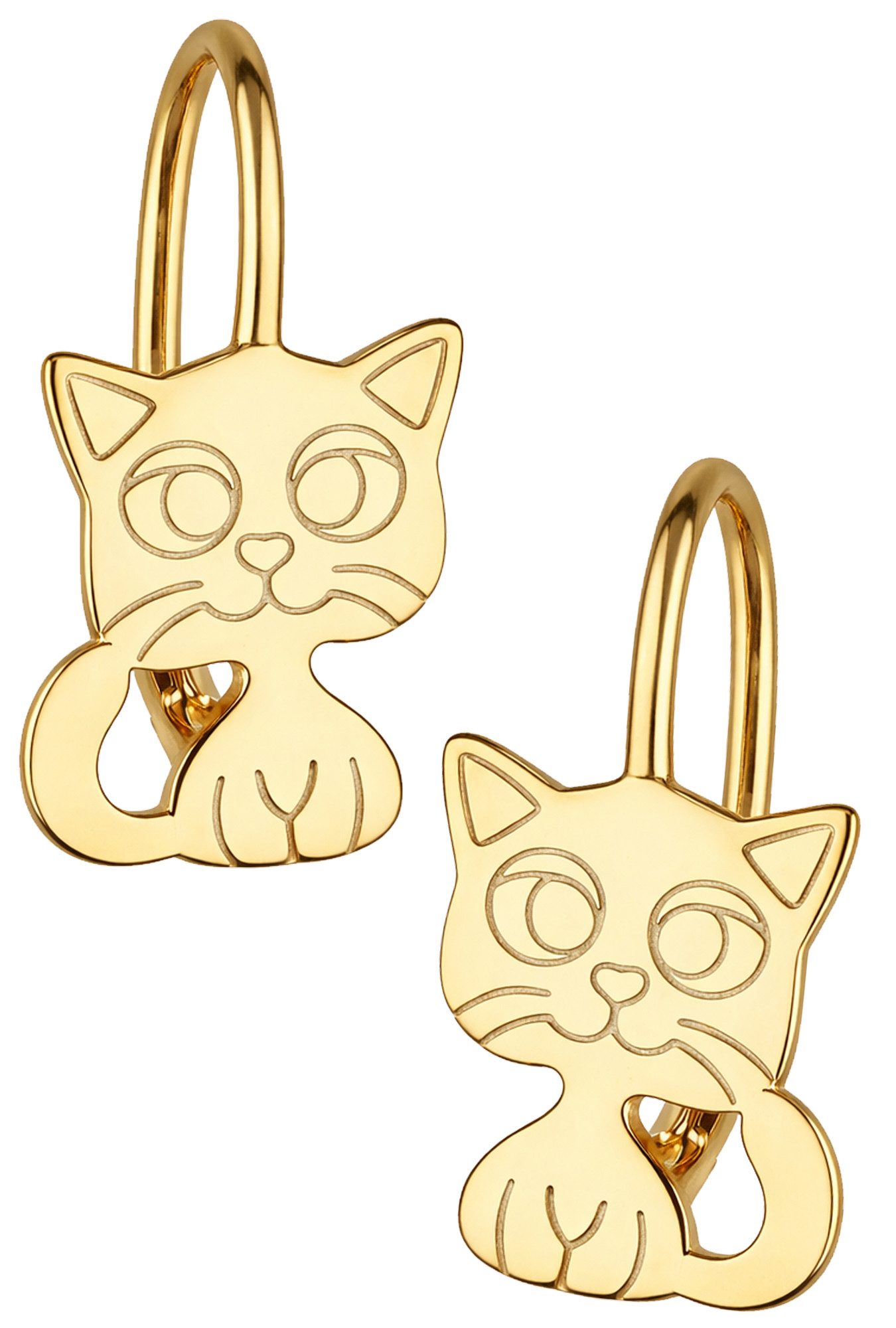 Limana Paar Creolen Ohrringe Mädchen Kinder 925 Silber Brisur Ohrhänger Katze Geschenk (Schmuck inkl. Dose für Geburtstag), Ostern Weihnachten Schulanfang Nikolaus Kommunion Einschulung