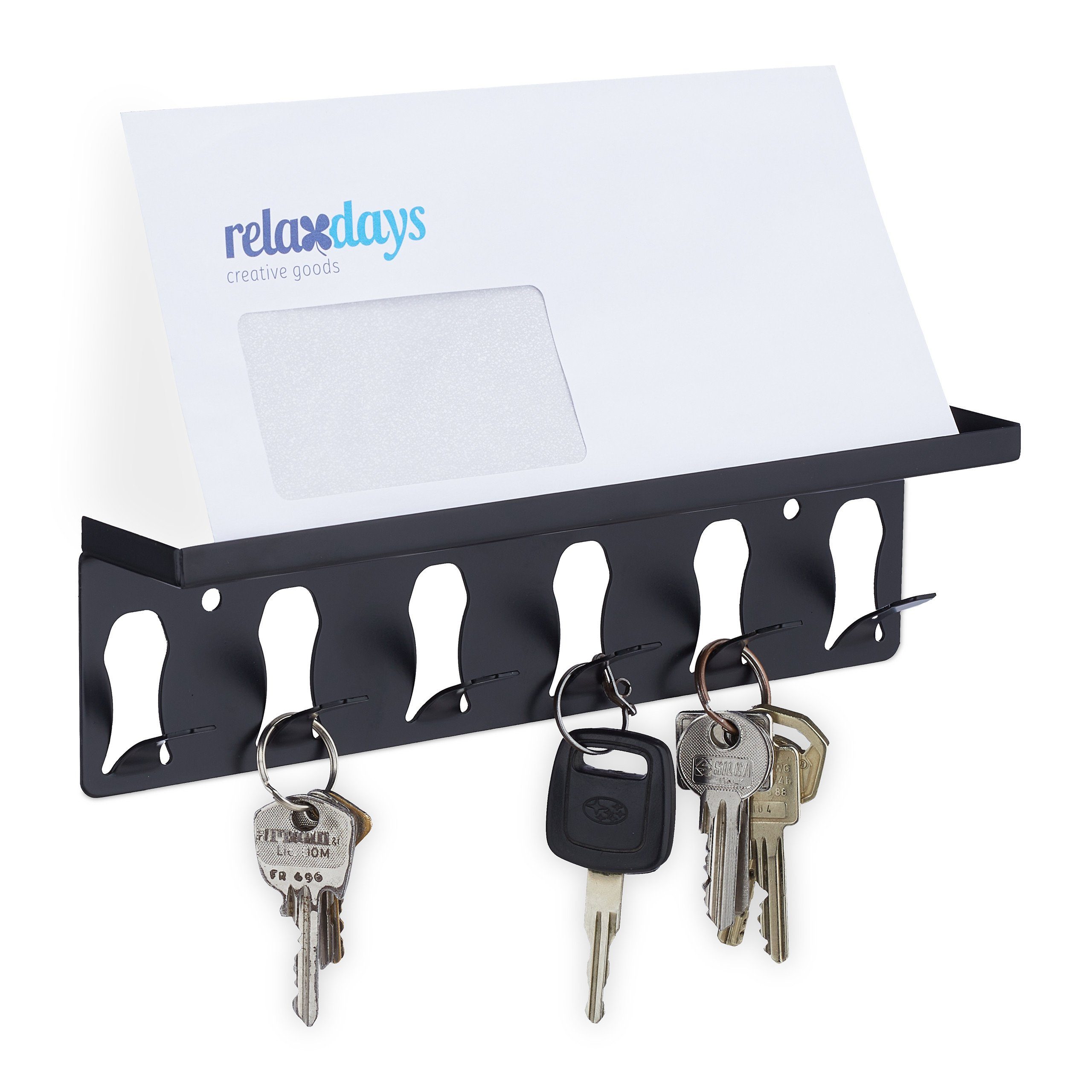 Schlüsselhalter, Schlüsselbrett mit Ablage und 6 Haken Moderner  selbstklebender Schlüsselhalter, Schlüsselaufbewahrung