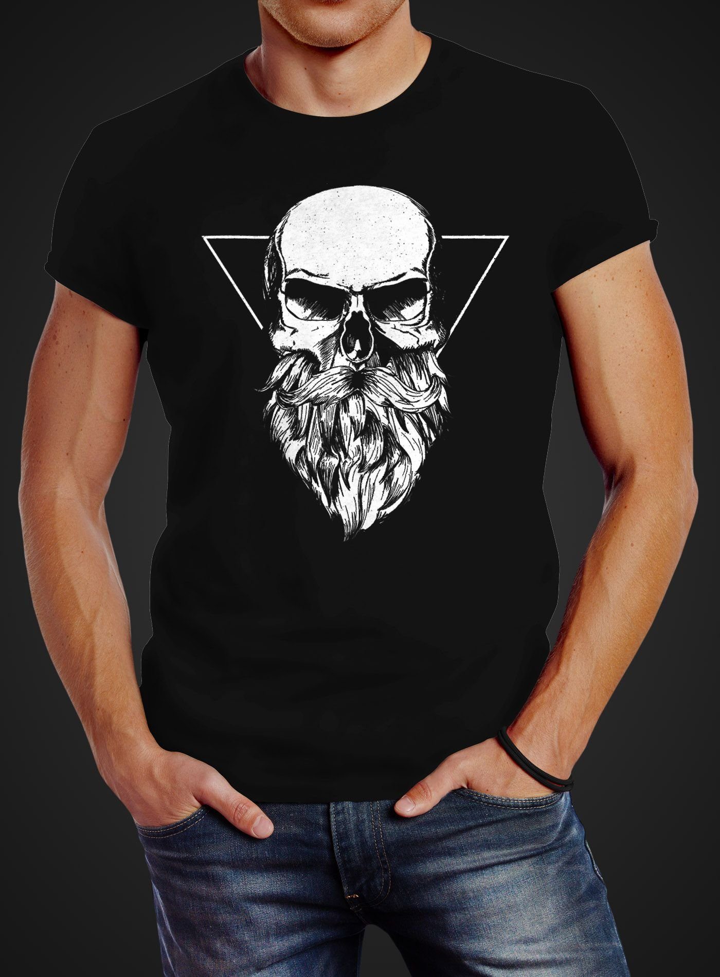 Neverless Print-Shirt Herren T-Shirt Totenkopf mit günstig online kaufen