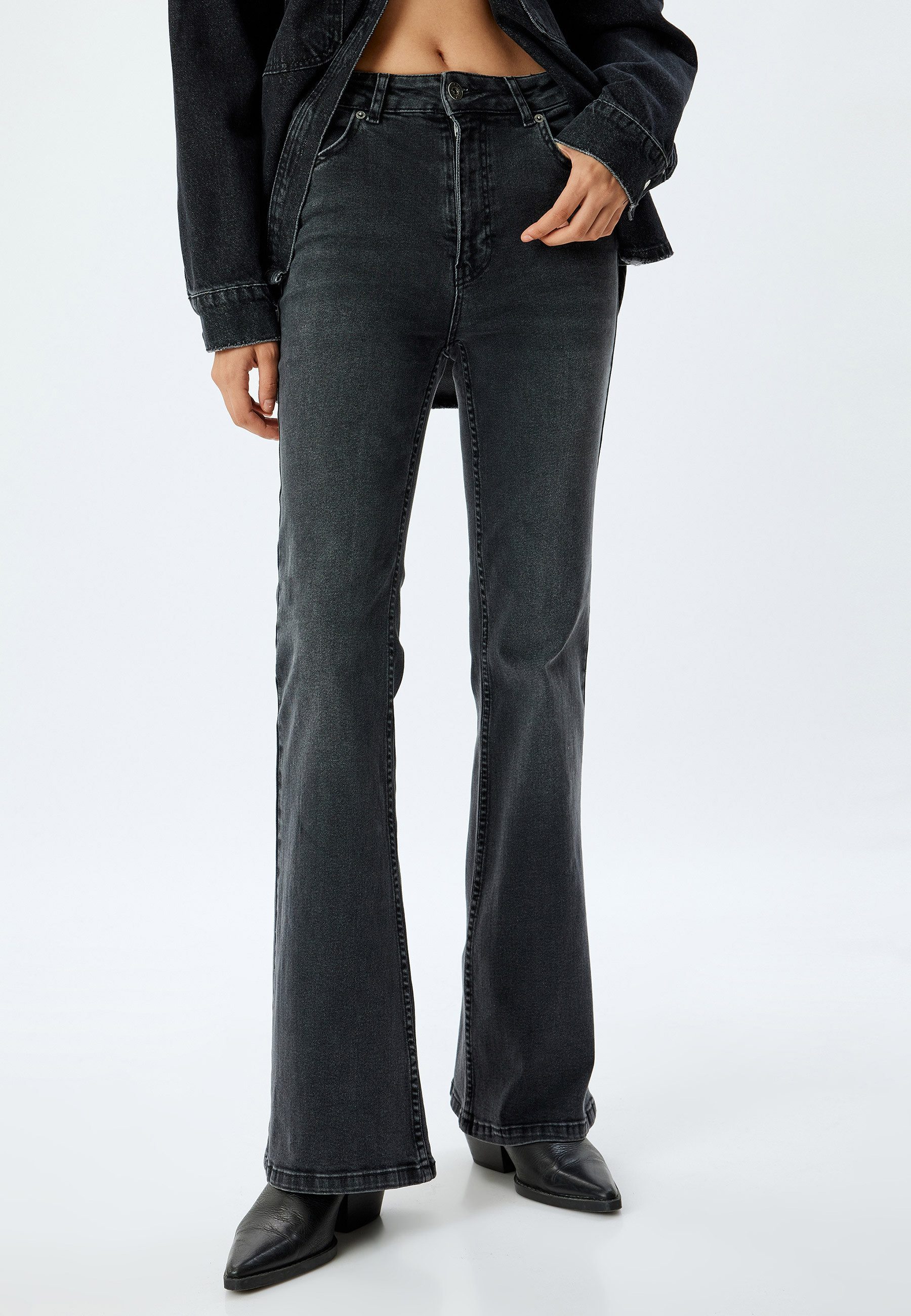 Koton High-waist-Jeans Hohe Leibhöhe Flare High-waist-Jeans