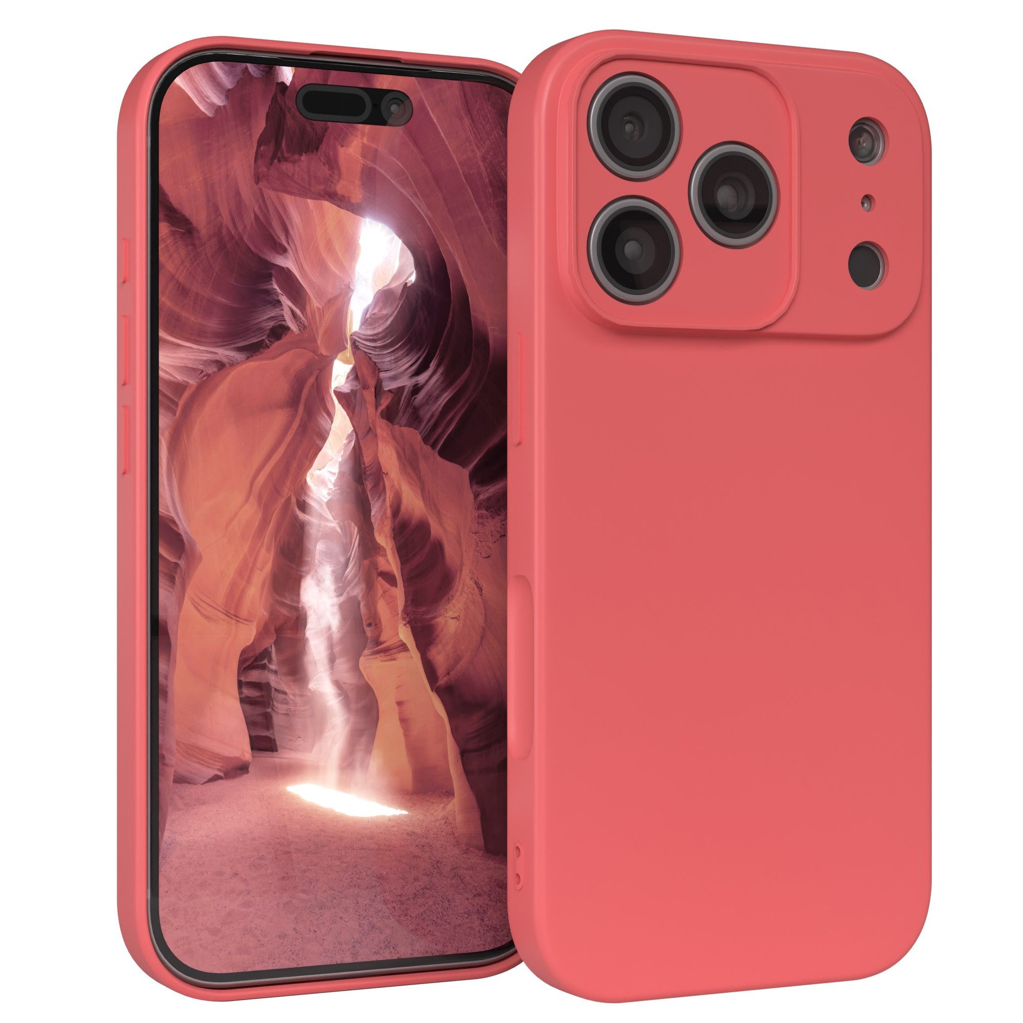 EAZY CASE Handyhülle für Apple iPhone 17 Pro Hülle Silikon 6,3 Zoll, Schutzhülle mit Kameraschutz stoßfest Telefonhülle Matt Rot / Hellrot
