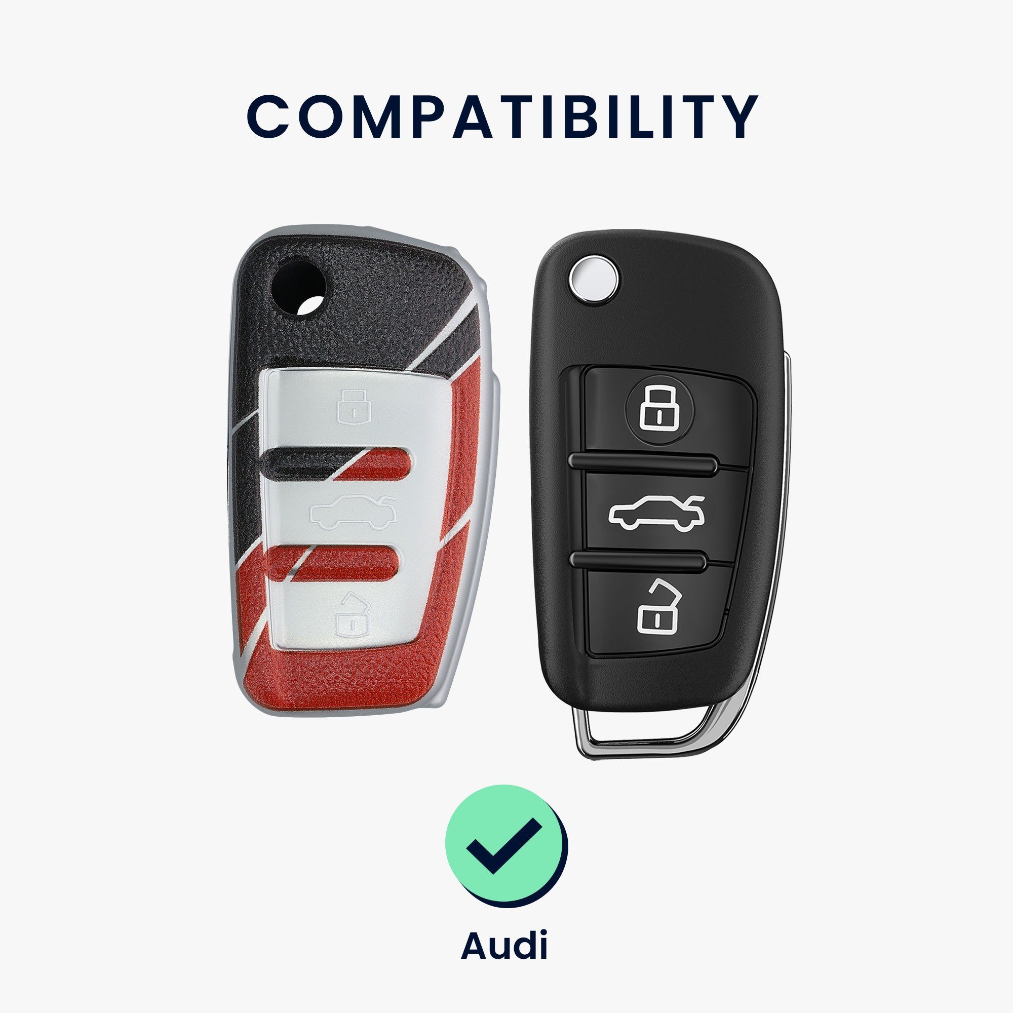 kwmobile Schlüsseltasche Autoschlüssel Hülle für Grau Schutzhülle Schlüsselhülle Cover TPU Audi