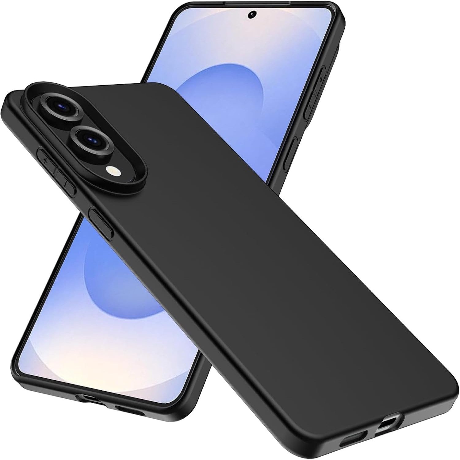 Wigento Handyhülle Für Samsung Galaxy S25 Edge 5G Silikon TPU Schutz Hülle Cover Schwarz, Stilvolle TPU Hülle, präzise Aussparungen, schützend