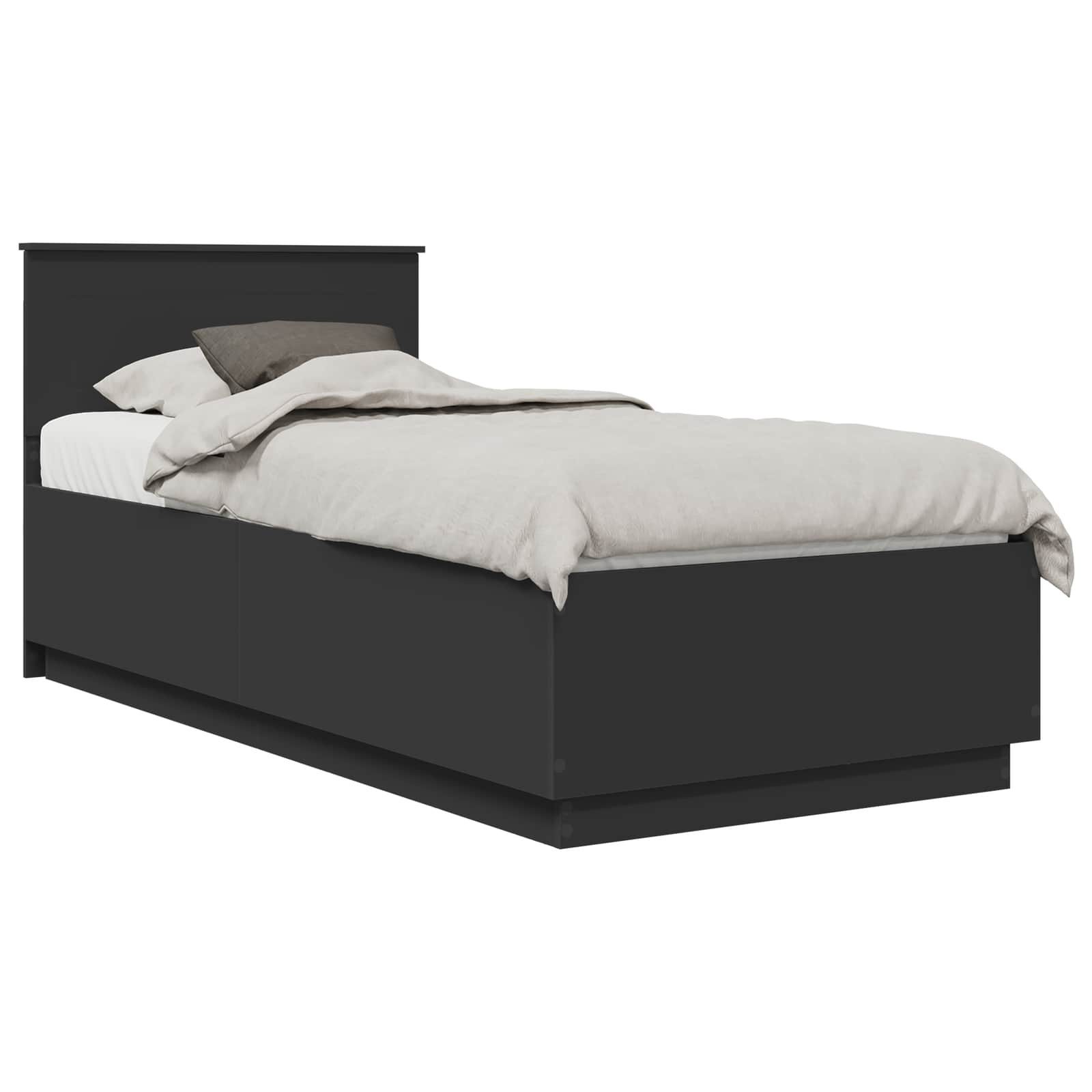 vidaXL Bettgestell Bettrahmen mit Kopfteil Schwarz 90 x 200 cm Holzwerkstoff (1-tlg)
