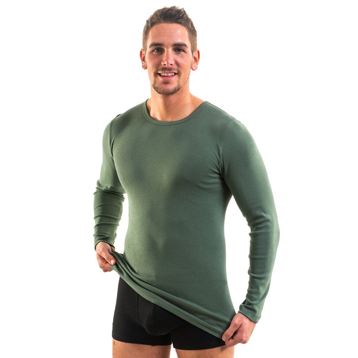 HERMKO Unterziehshirt 3640 Herren langarm Unterhemd aus 100% Bio-Baumwolle, longsleeve Shirt