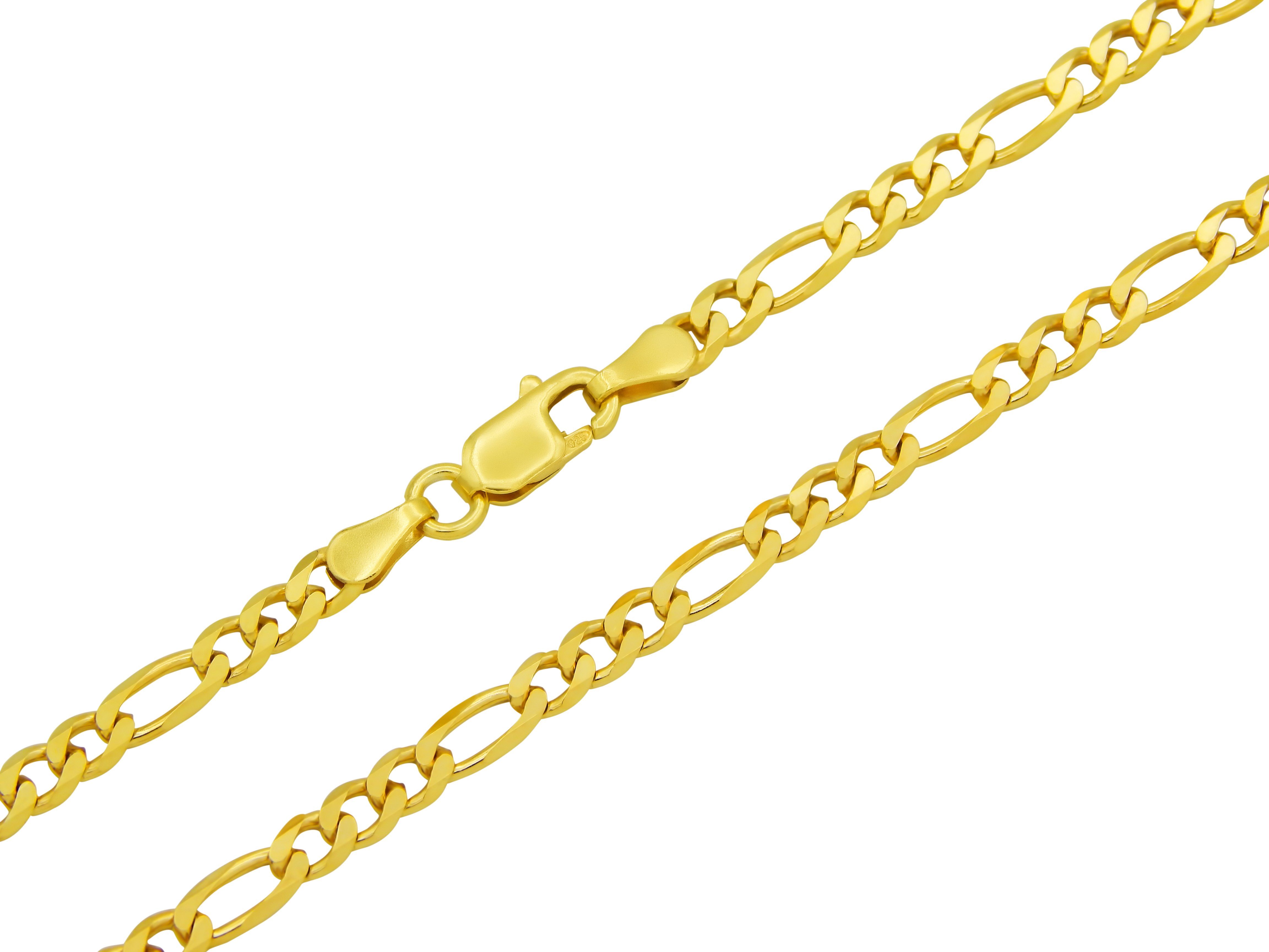 Kauf-mich-weg by Bella 60cm Länge wählbar vergoldet T Silber 45 Sterling breit, Figarokette - 925 Silberkette 3,5mm