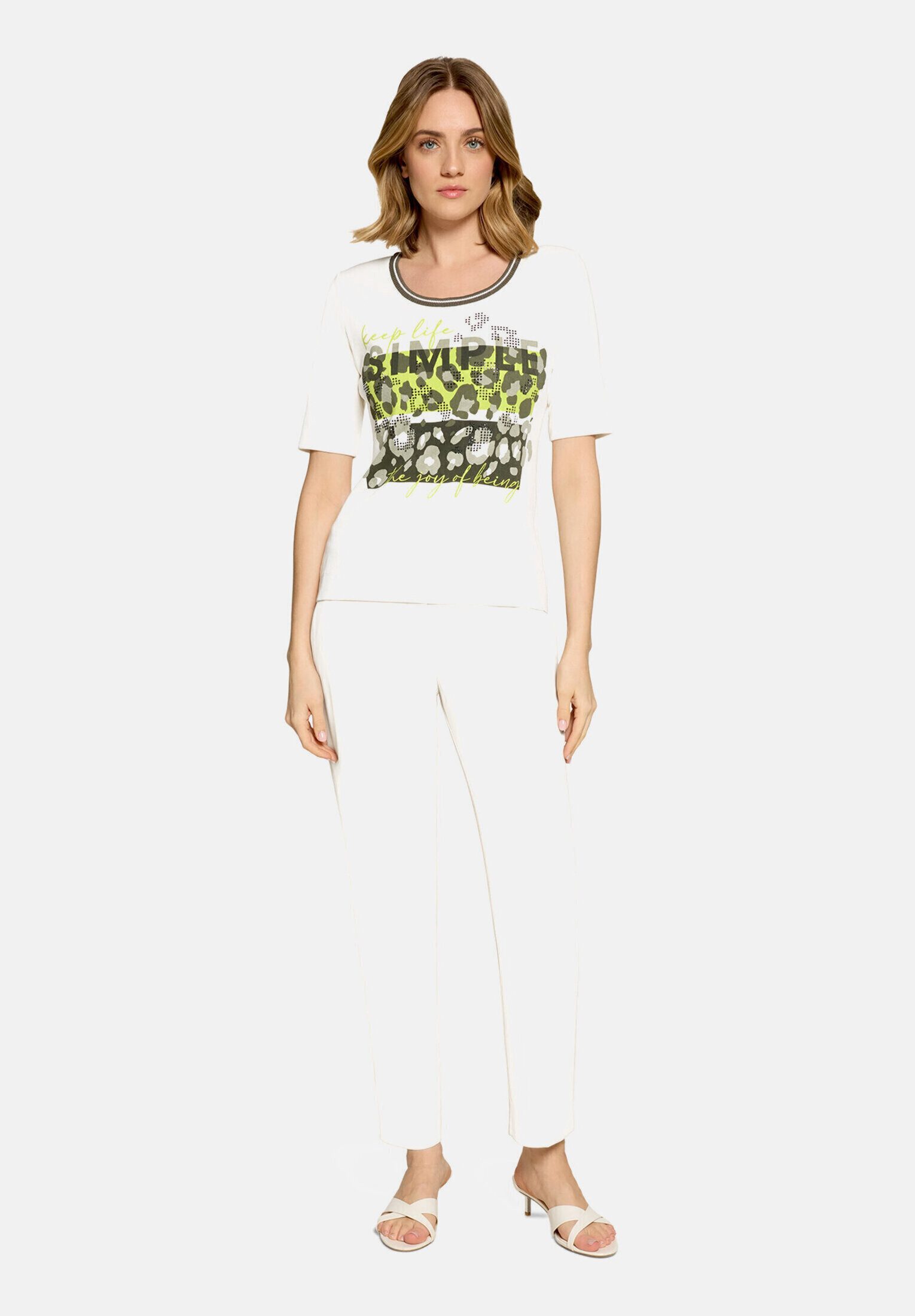 Kurzarmshirt Damen mit Rippenstruktur