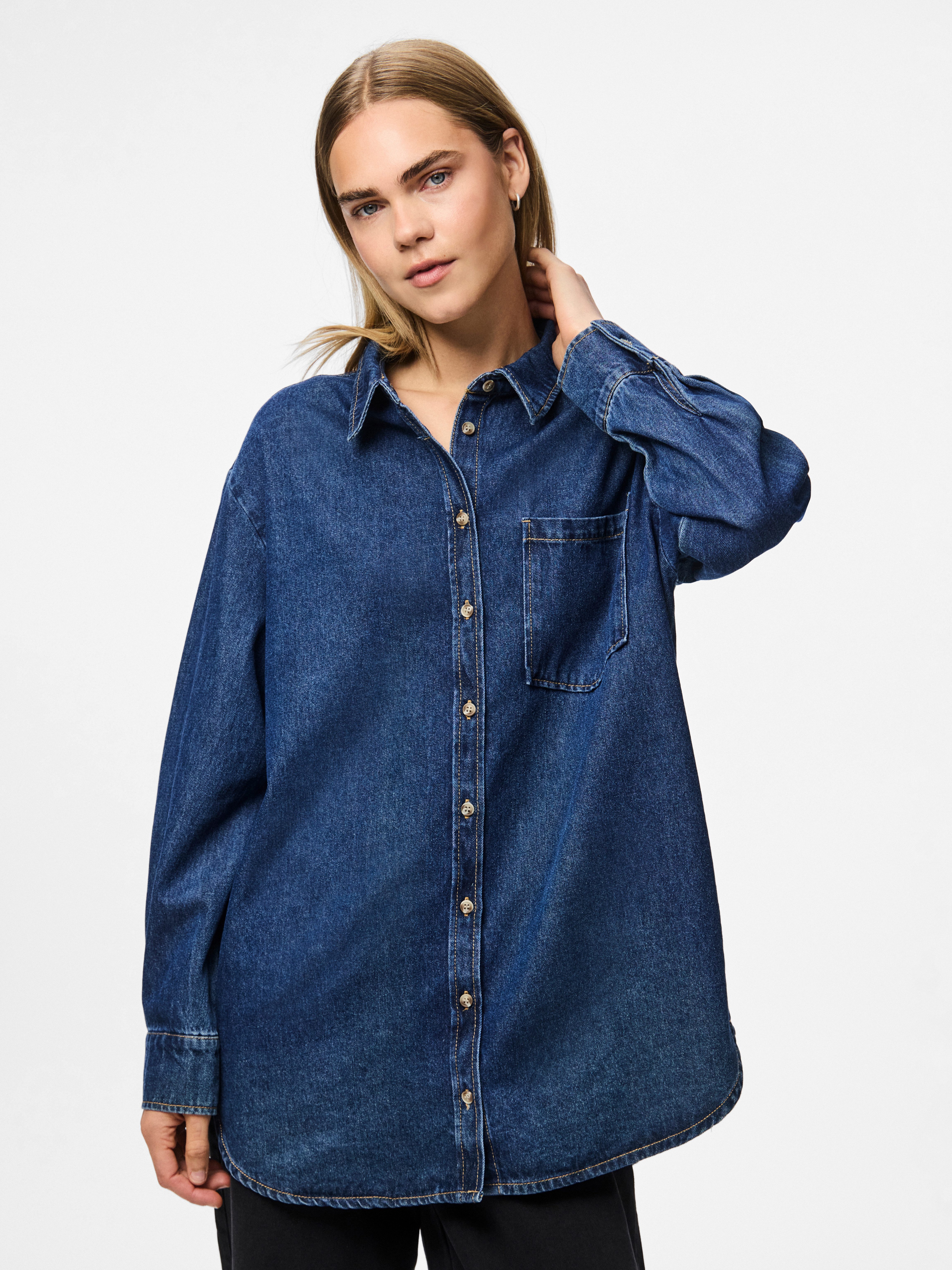 pieces Jeansbluse PCMAISIE LS DENIM SHIRT günstig online kaufen