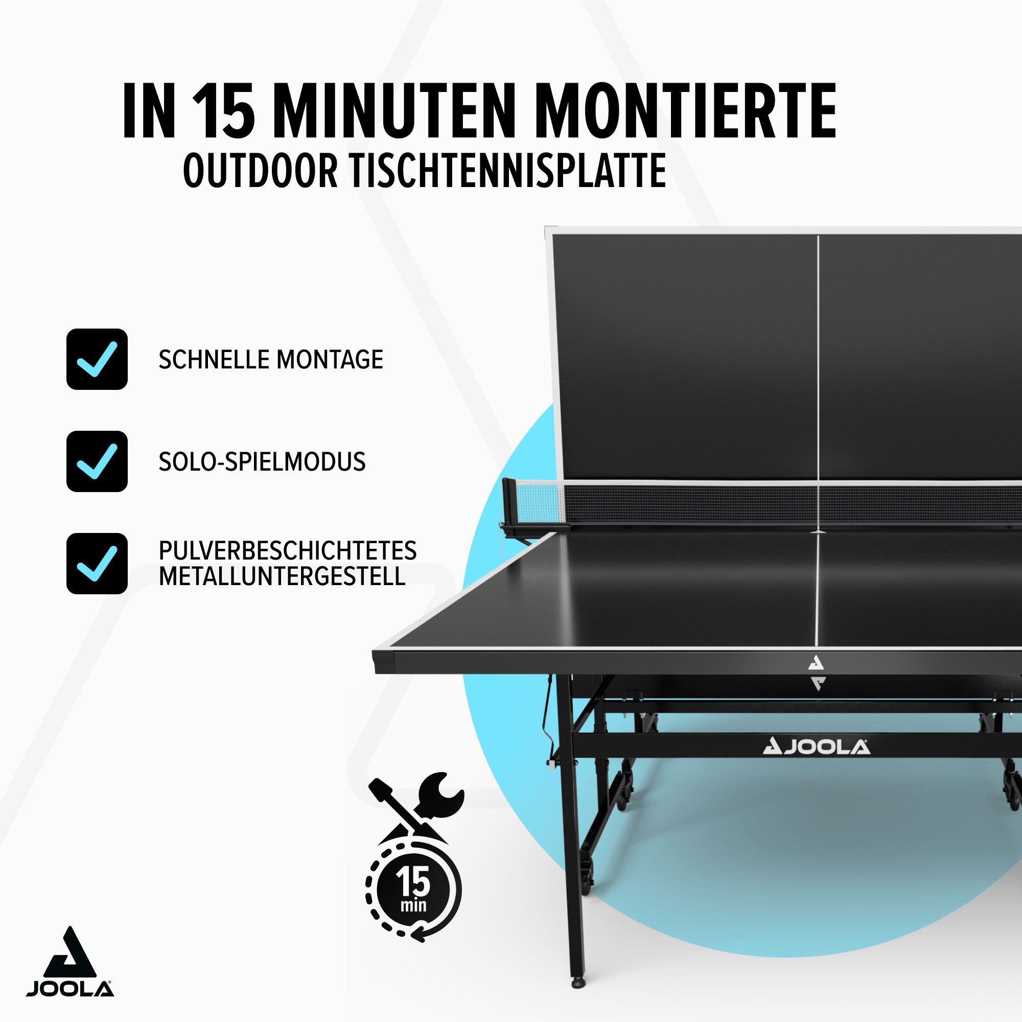 Joola Tischtennisplatte Outdoor Nova 100A (Packung), wetterfest, klappbares Untergestell, inkl. Netz