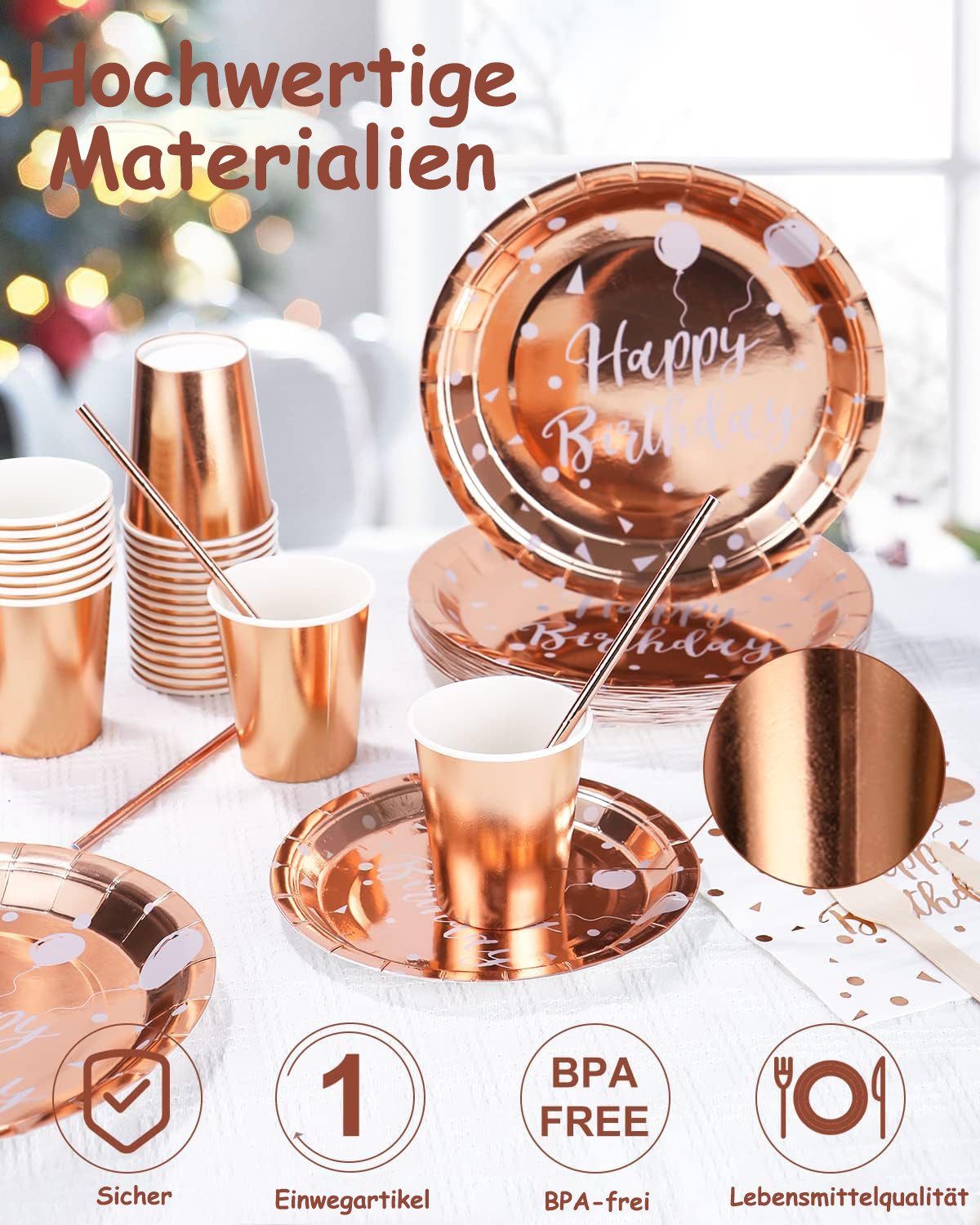 SinLaw Einweggeschirr-Set Geburtstagsparty-Geschirr, 125er Pack, Regenbogen-Partygeschirr-Set (1-tlg), Geeignet für Geburtstagsfeier, Hochzeitsparty