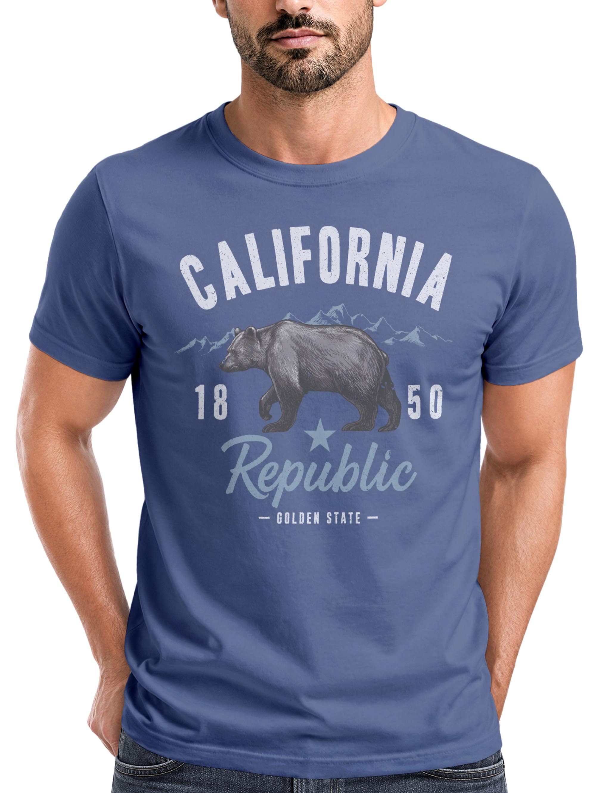 Neverless Print-Shirt Neverless® Herren T-Shirt California Sommer Summer Golden State USA mit Print
