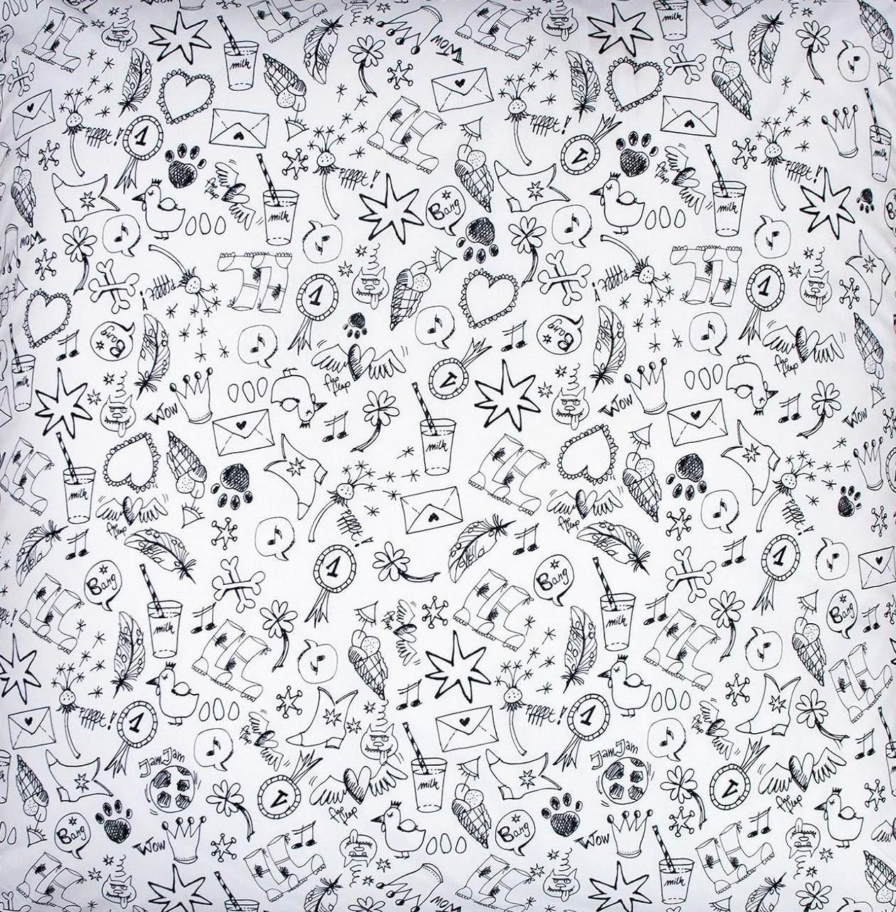 PEPPERMINT grey Jugendbettwäsche Premium Bettwäsche mit Comic-Muster aus 100% Baumwolle, Comic-Design