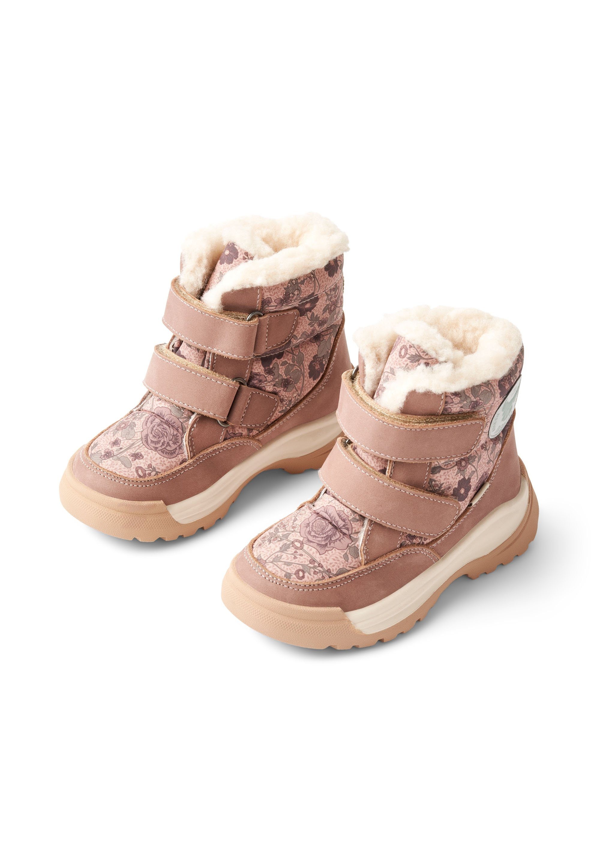 Wasserdicht Winterboots Velcro WHEAT dusty rouge Print Millas Tex Atmungsaktiv, Double