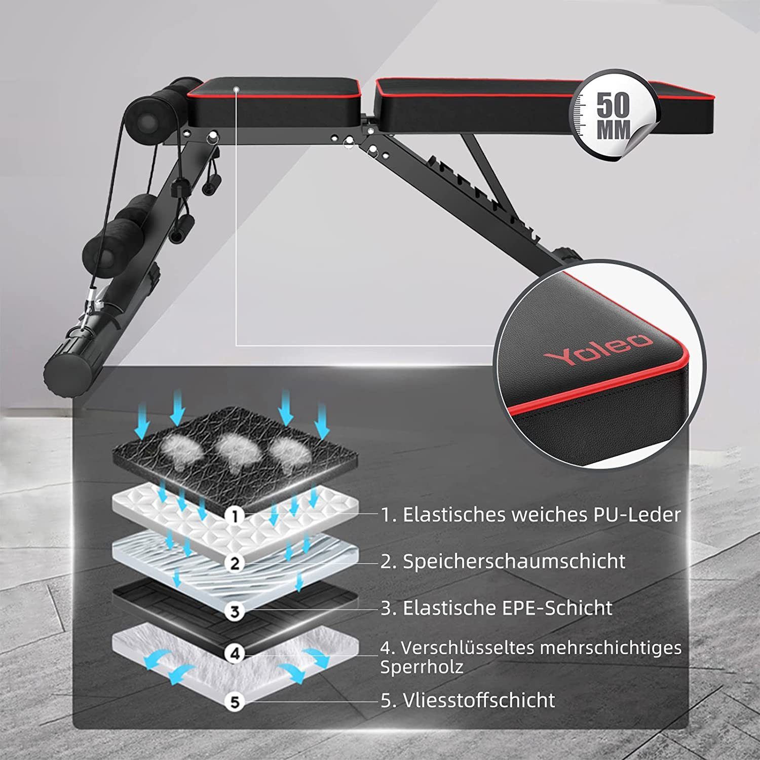 Dripex Hantelbank Klappbare Hantelbank Training Fitness Bank Bauchtrainer bis 250kg