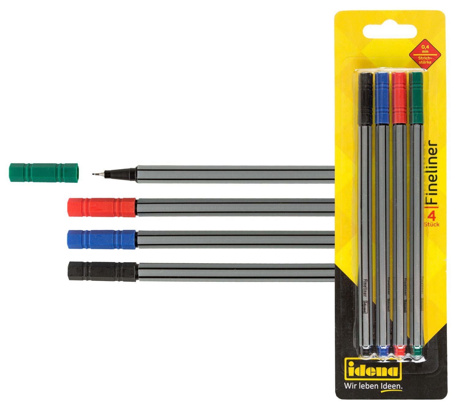 Idena Fineliner Idena Fineliner 0,4mm rot blau grün schwarz 4 Stück