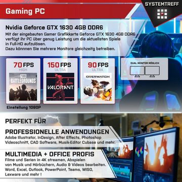 SYSTEMTREFF Basic Gaming-PC-Komplettsystem (24", AMD Ryzen 5 5600, GTX 1630, 16 GB RAM, 512 GB SSD, Windows 11, WLAN)