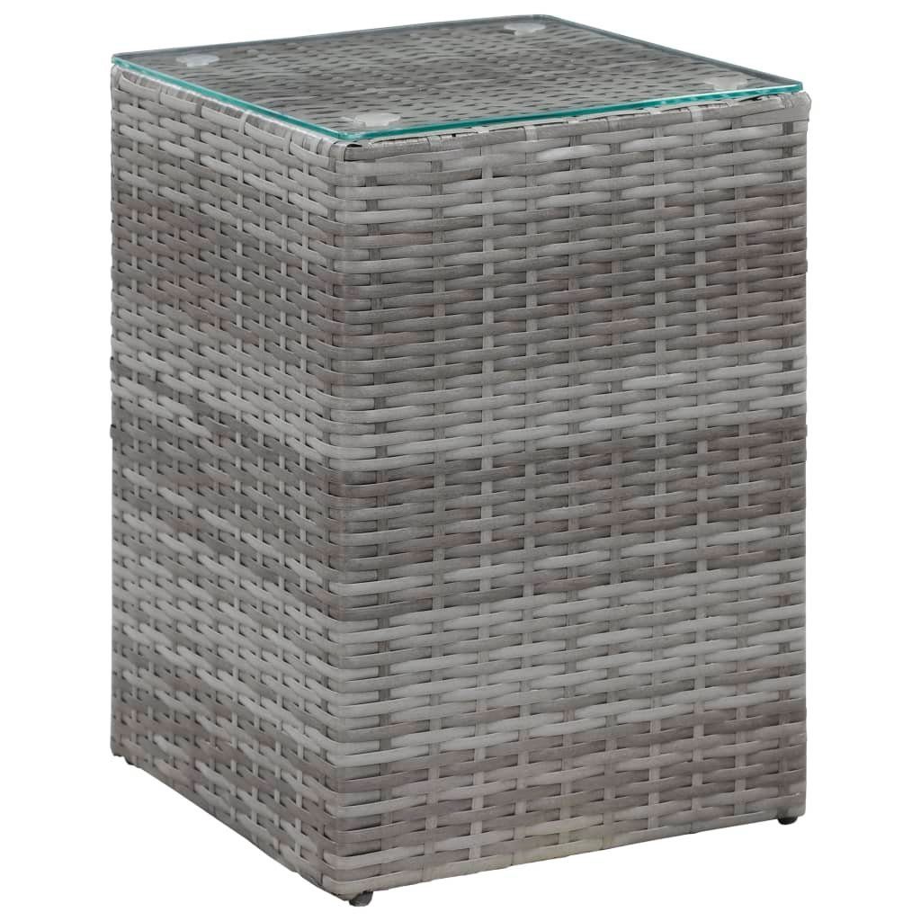 furnicato Beistelltisch Beistelltische 3 Stk. (3-St) Grau Poly Glasplatte mit Rattan