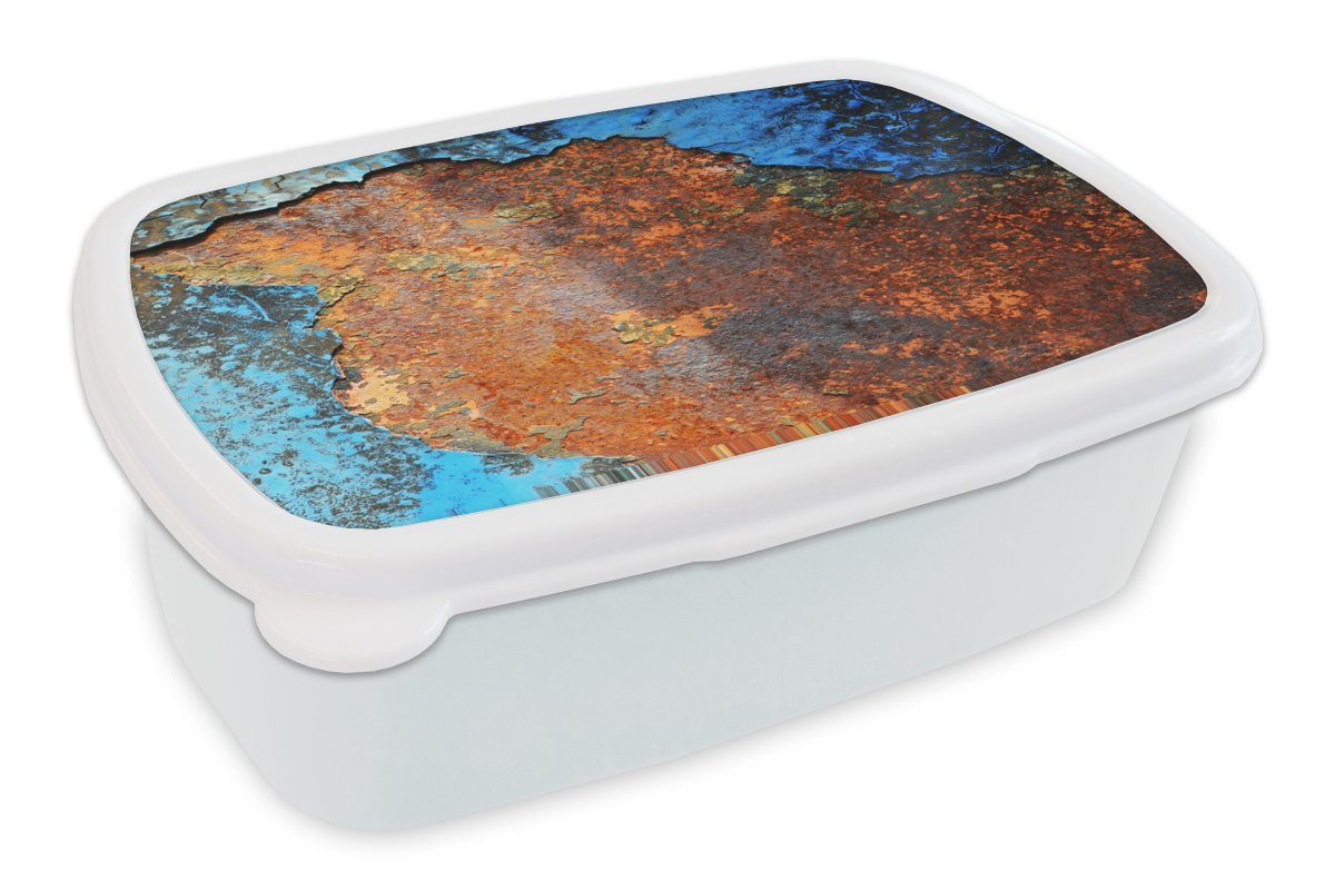 MuchoWow Lunchbox Industriell - Metalle Erwachsene, Mädchen - Kinder Brotbox Rost weiß (2-tlg), für Vintage, Brotdose, - und und Jungs für Kunststoff