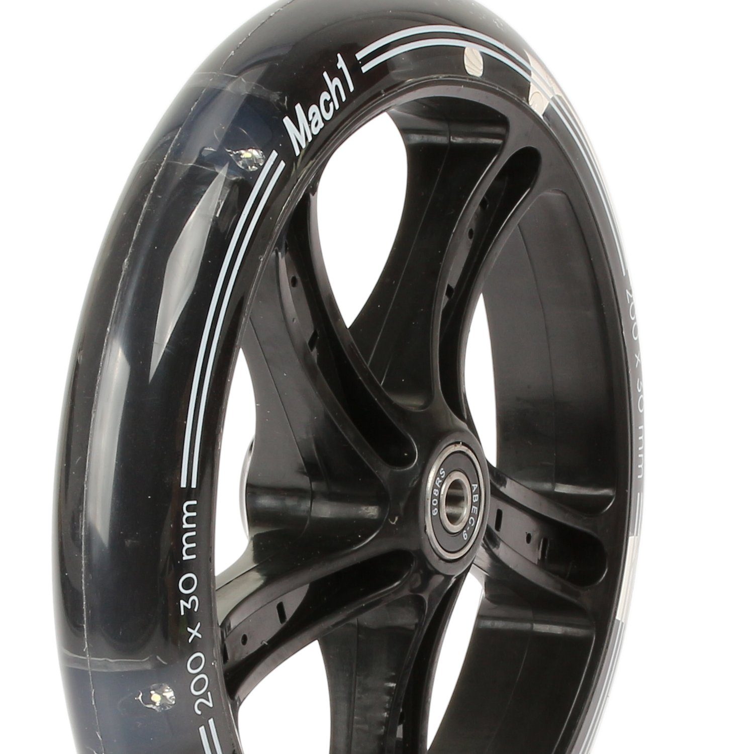 Rollen-Set schwarz mit 200x30mm Mach1 mit Ohne Kickscooter 2 oder Wheel Stück LED Cityroller Big LED