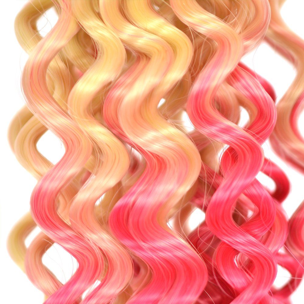 Flechthaar Kunsthaar-Extension MyBraids Zöpfe Wave YOUR 16-WS Wellig Ombre Braids BRAIDS! Pack Crochet Hellblond-Pink 3er Deep