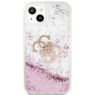 Guess Handyhülle Guess Liquid Glitter Silikon Case für Apple iPhone 13 Mini Flüssig Glitzer Transparent / Pink Hülle