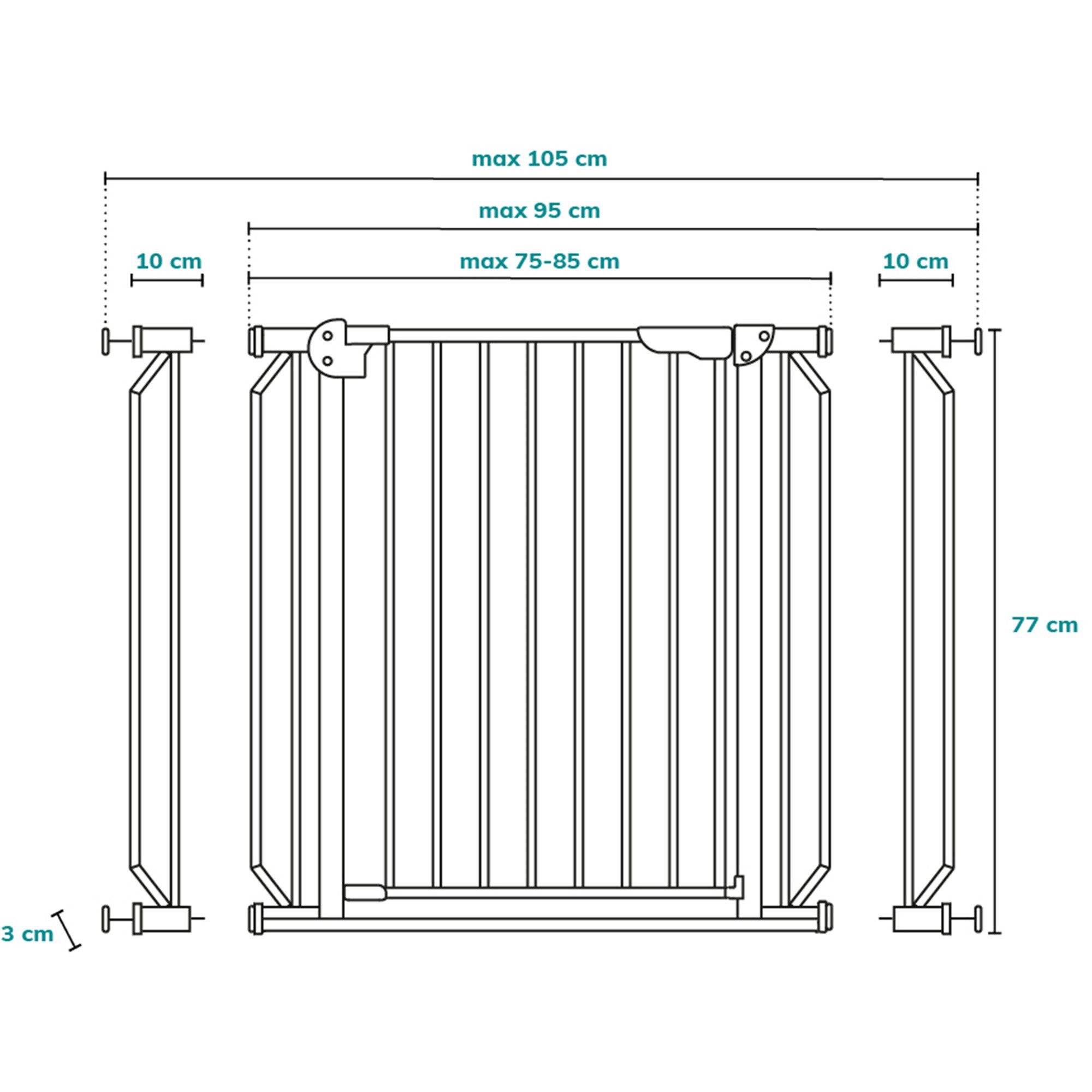 Bohren 90° Truus Türschutzgitter und lionelo Led Metall schwenkbar Stop (TOP), ohne LED-Weiss beidseitig Slim 75-105cm