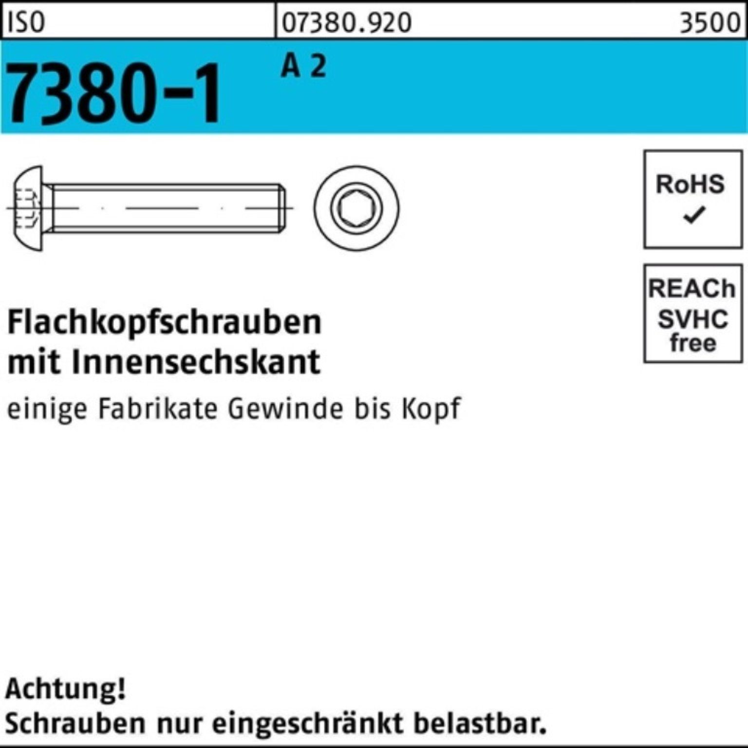 A 500 2 Reyher 20 Stüc Innen-6kt Flachkopfschraube Schraube ISO 7380-1 500er M6x Pack