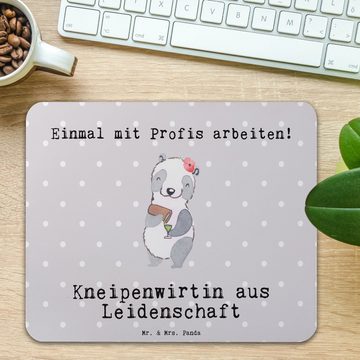 Mr. & Mrs. Panda Mauspad Kneipenwirtin Leidenschaft - Grau Pastell - Geschenk, Mousepad, cheer (1-St), Handgelenkschonend