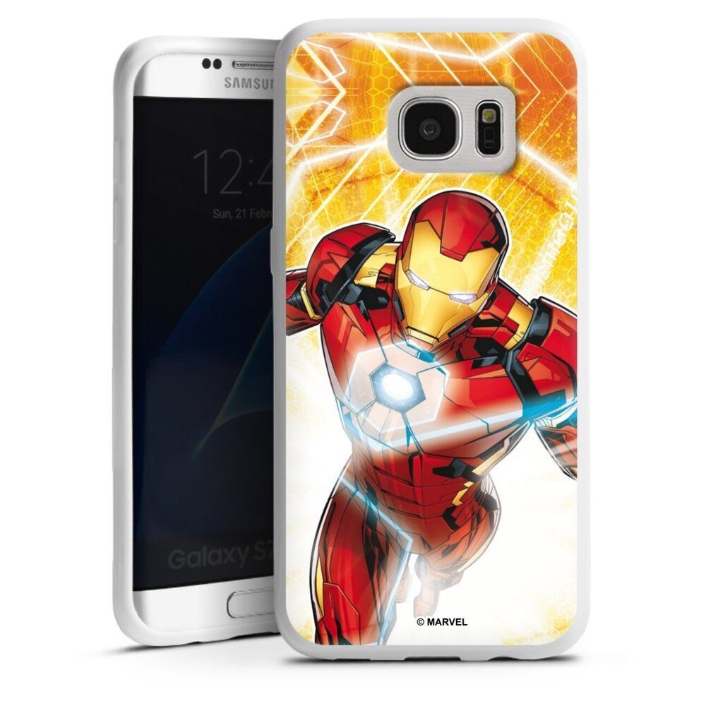 DeinDesign Handyhülle Iron Man on Fire, Samsung Galaxy S7 Edge Silikon Hülle Bumper Case Handy Schutzhülle