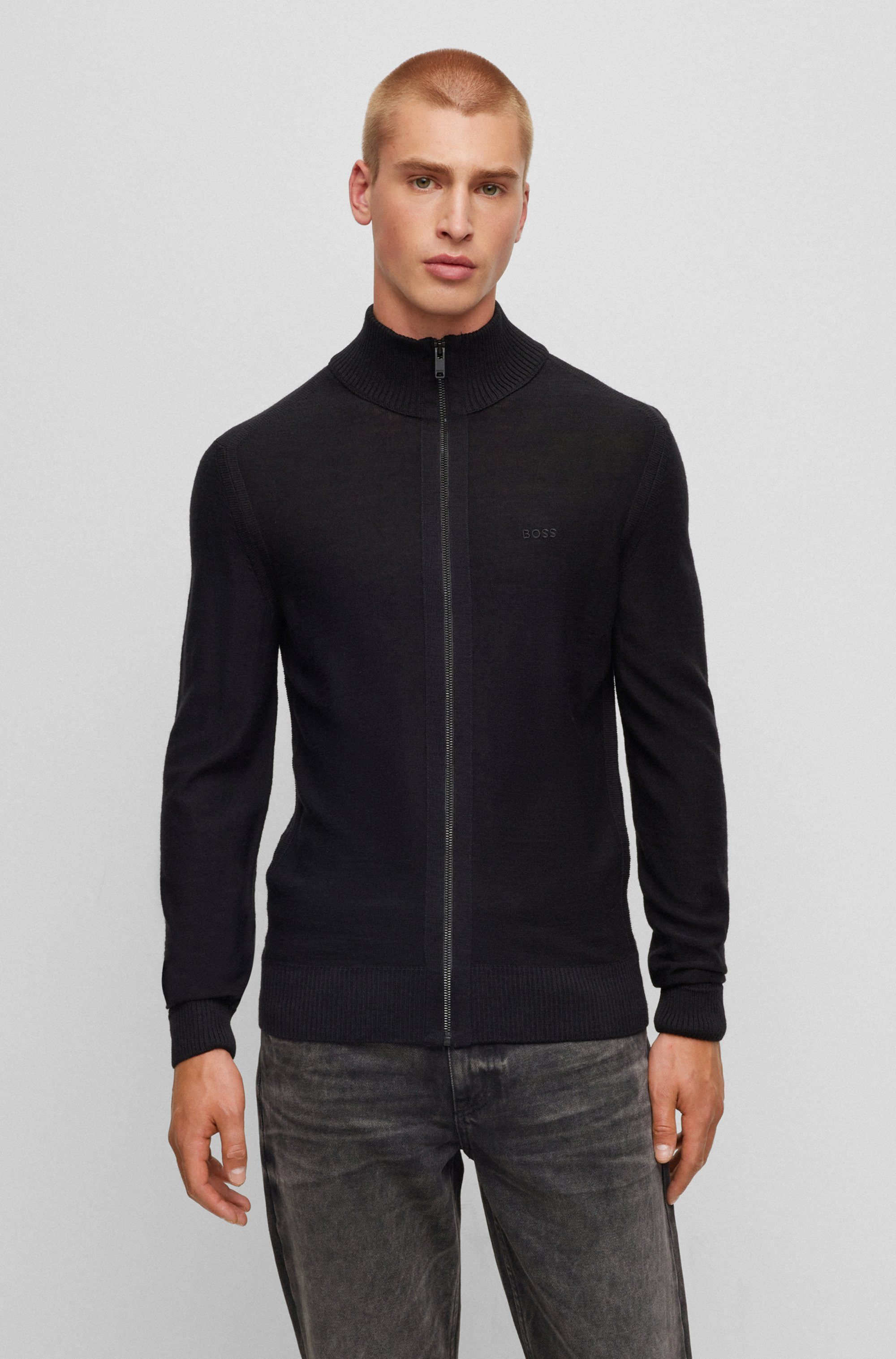 BOSS ORANGE Strickjacke Avac mit Logostickerei auf der Brust günstig online kaufen