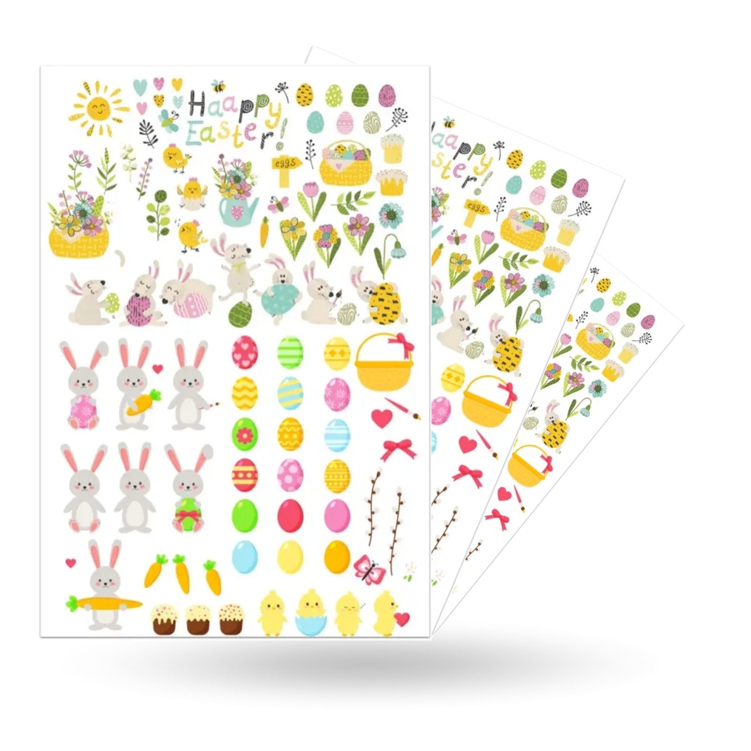 Hey!Easter® Sticker 3x Aufkleber Ostern Sticker mit 50 Motiven zum bekleben von Ostereier, (Set 3-tlg), 3x 50 verschiedene Motive