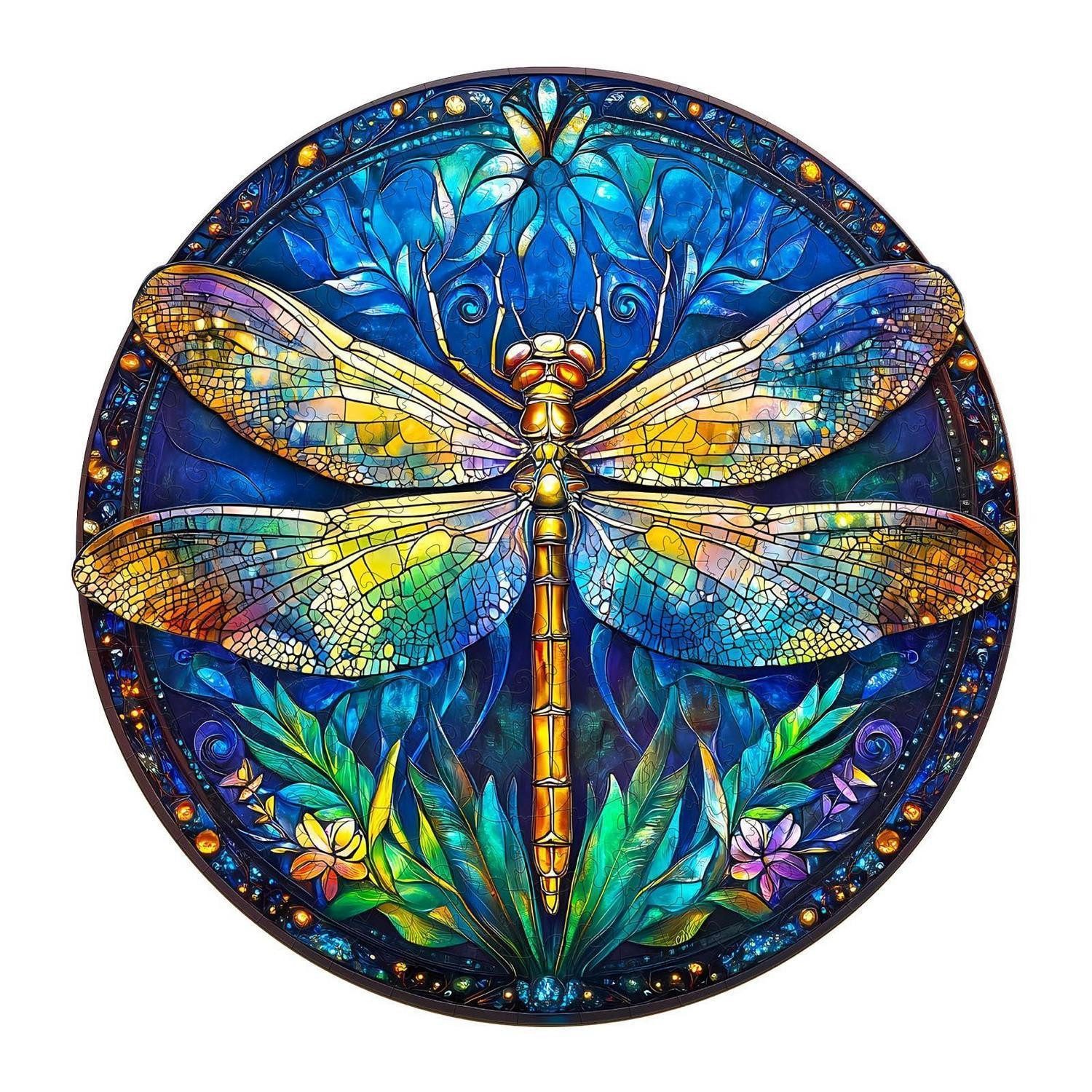 LuxusKollektion Konturenpuzzle Holzpuzzle Libelle Retro 295 Teile, Puzzleteile