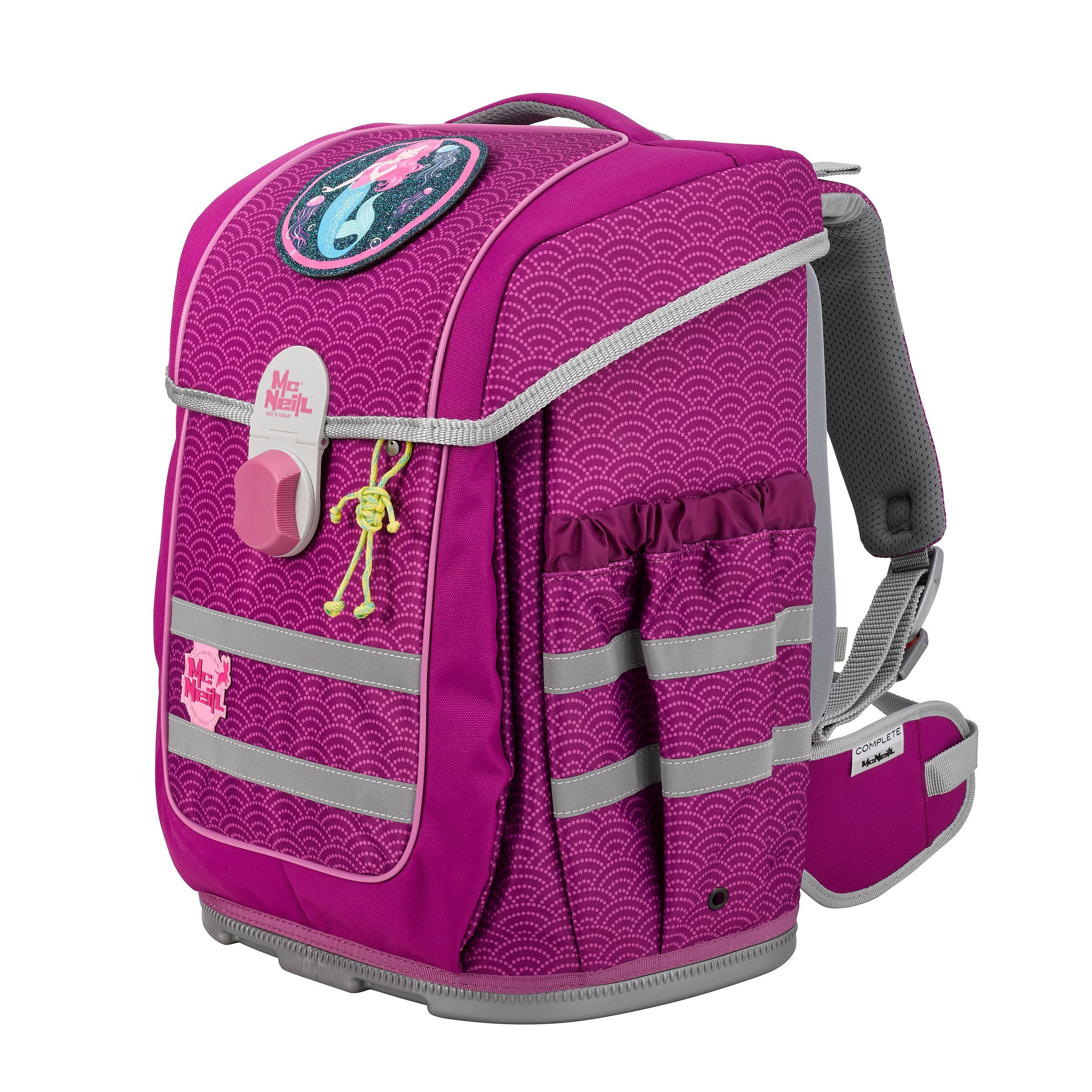 McNeill Schulranzen McOcean PUNTOPINK Schultasche 1. bis 4. Klasse (Set, 5-tlg., inkl. Federmäppchen, Turnbeutel, Schlamper und Motivmagnet), inkl. McAddy Meerjungfrau