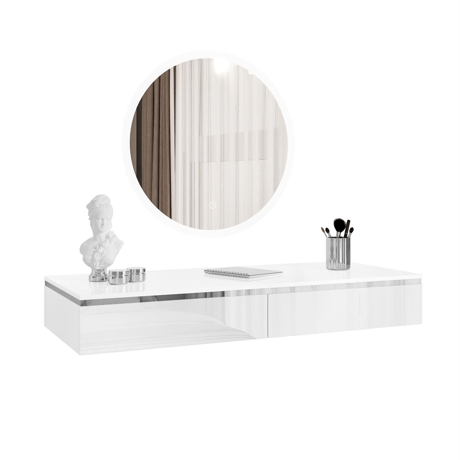 Lookway Schminktisch AURORA SILVER Hängender Kosmetiktisch mit Spiegel (1x günstig online kaufen