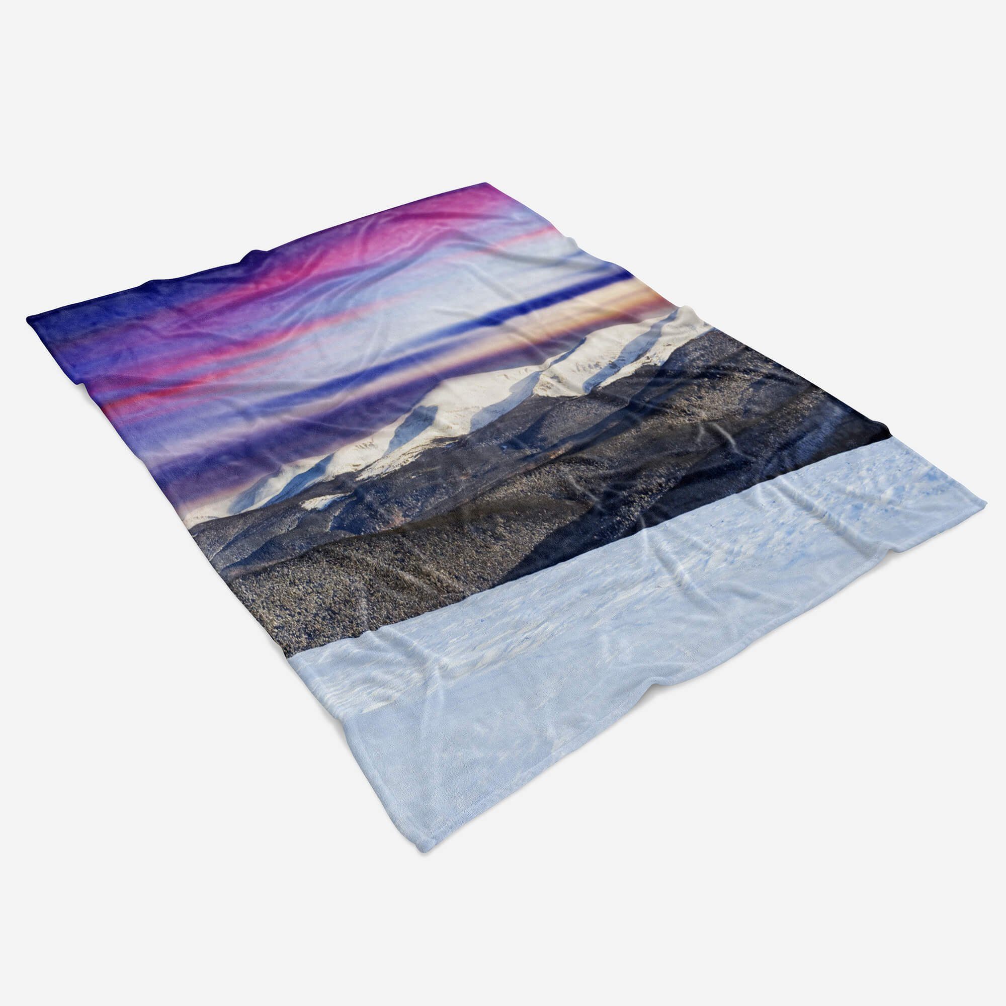 Sinus Art Saunatuch Schnee Handtücher Baumwolle-Polyester-Mix Himmel, Berge Fotomotiv Kuscheldecke Strandhandtuch Handtuch (1-St), mit Handtuch
