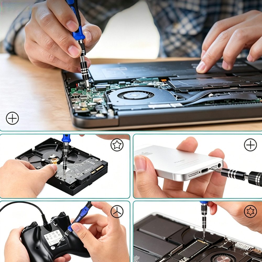 AFKSMILE Schraubendreher 142-teilig Isoliertes Elektriker-Schraubendreher Präzisionsschraubend, (142 St)Rutschfeste griffe, magnetische Spitzen professioneller  – Bild 5 von 5
