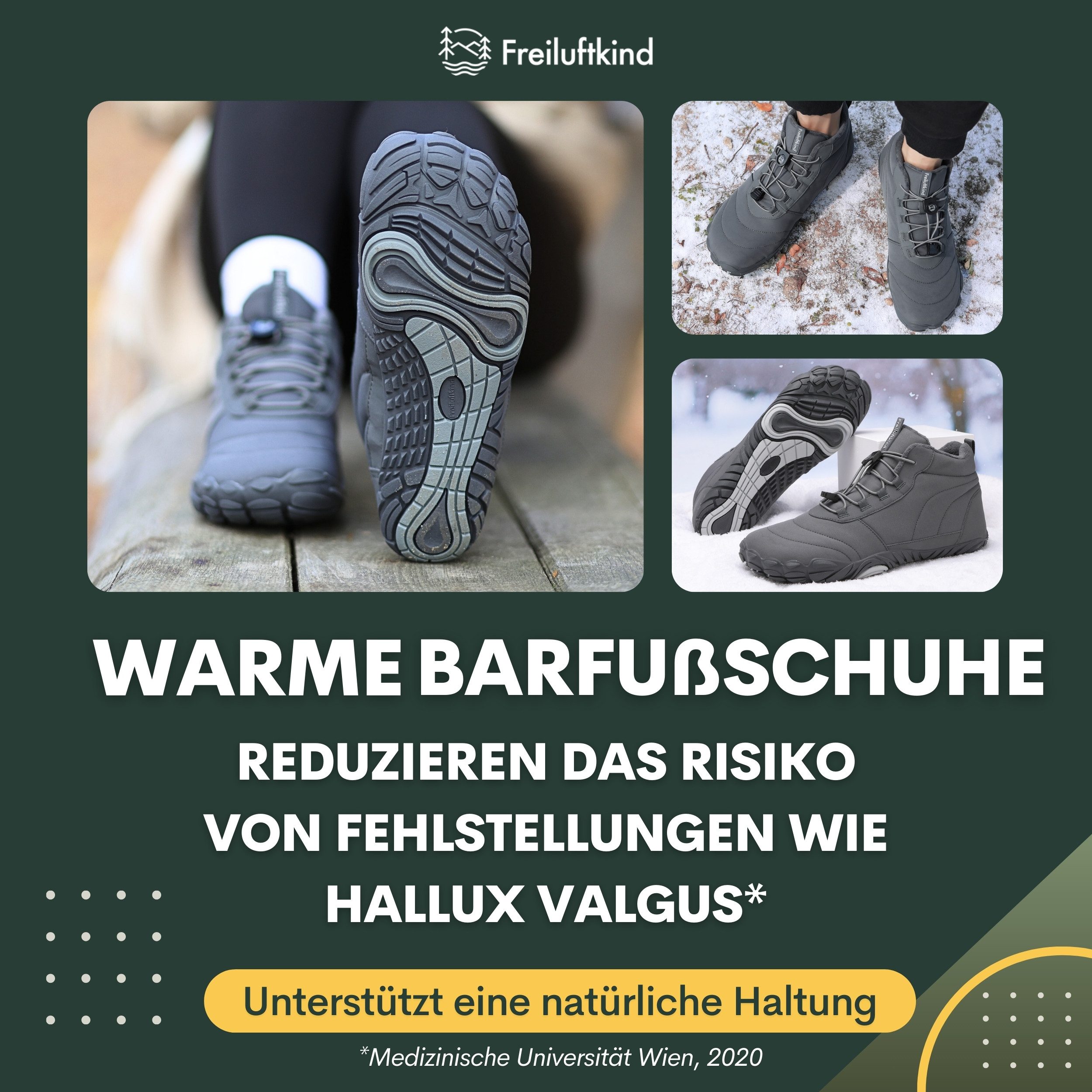 Freiluftkind Das Original - Kepler Barfußschuhe – warm gefüttert Sneaker Schnellverschluss