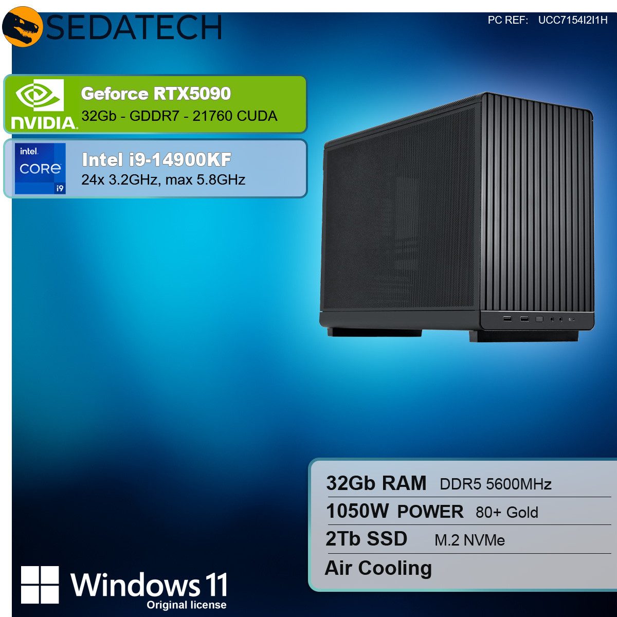 Sedatech UCC7154I2I1HF - Workstation Business-PC (Intel Core i9 14900KF 24x 3.2GHz (max 5.8GHz), Geforce RTX5090 32GB, 32 GB RAM, 2000 GB SSD, Wlan 6E)