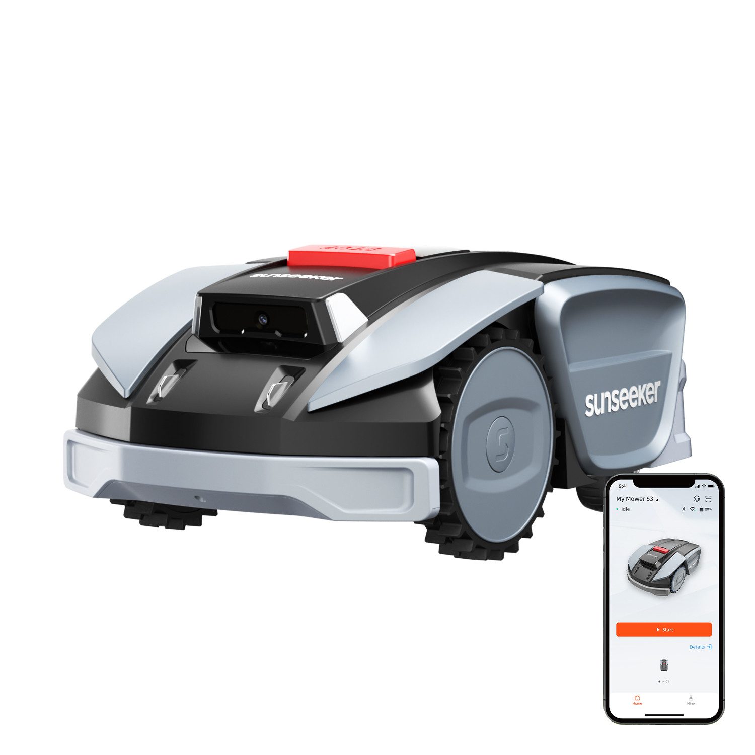Sunseeker Rasenmähroboter S3, bis 800 m² Rasenfläche, (Packung), RTK+Vision, KI Kartierung, 30% Steigung, Routenplanung, App-Steuerung