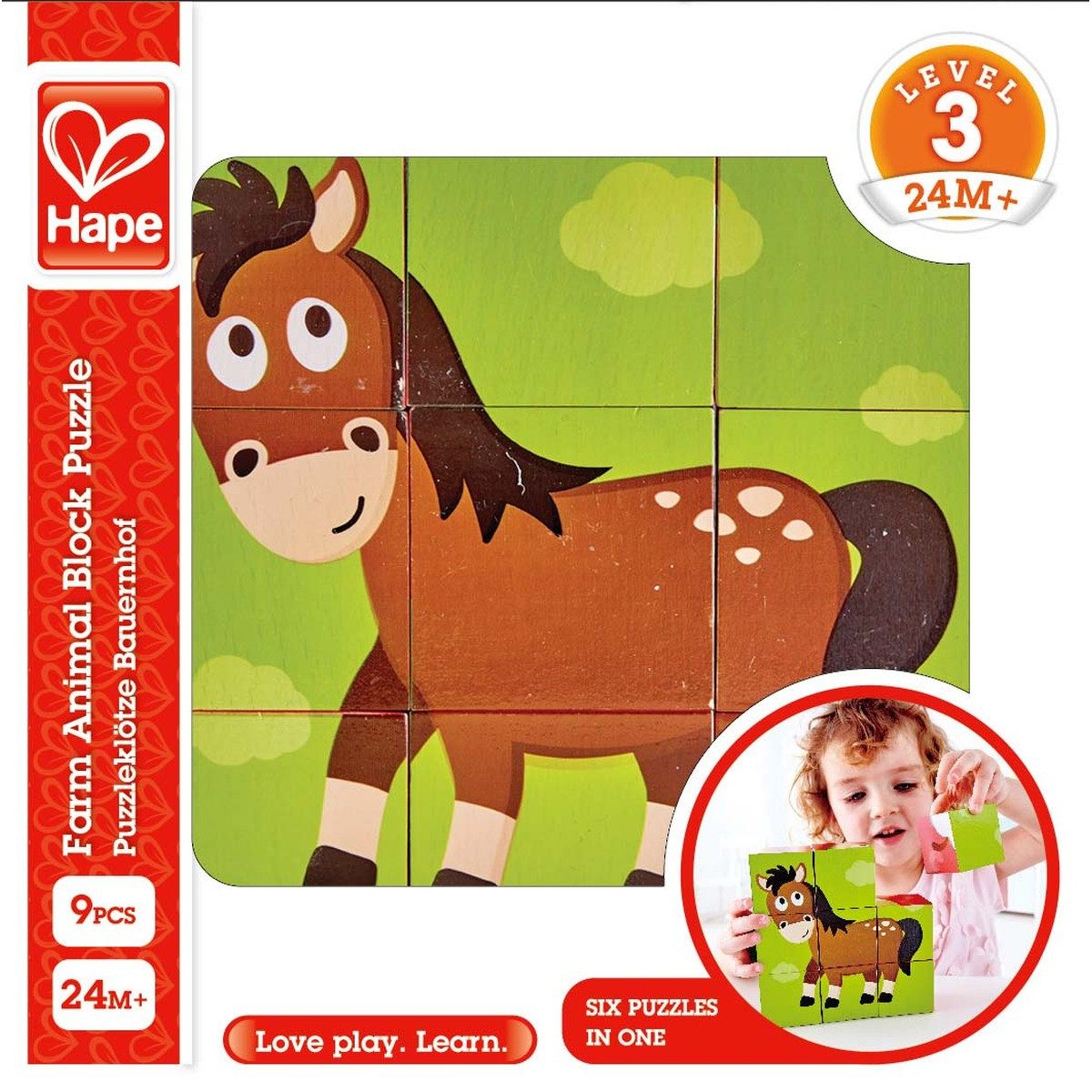 Toynamics Europe Steckpuzzle Blockpuzzle Bauernhof Holz, Puzzleteile