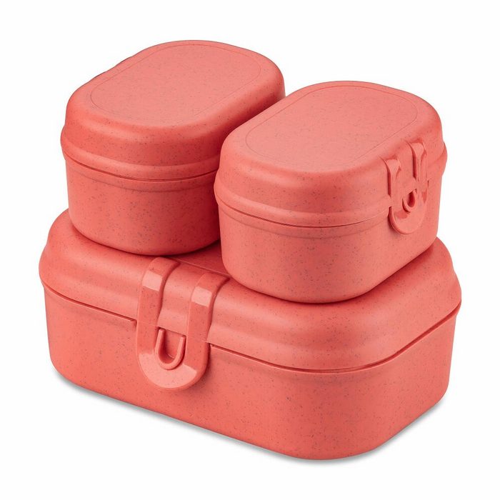 KOZIOL Lunchbox Pascal Ready Mini Nature Coral Kunststoff (Set 3-tlg) ineinander stapelbar