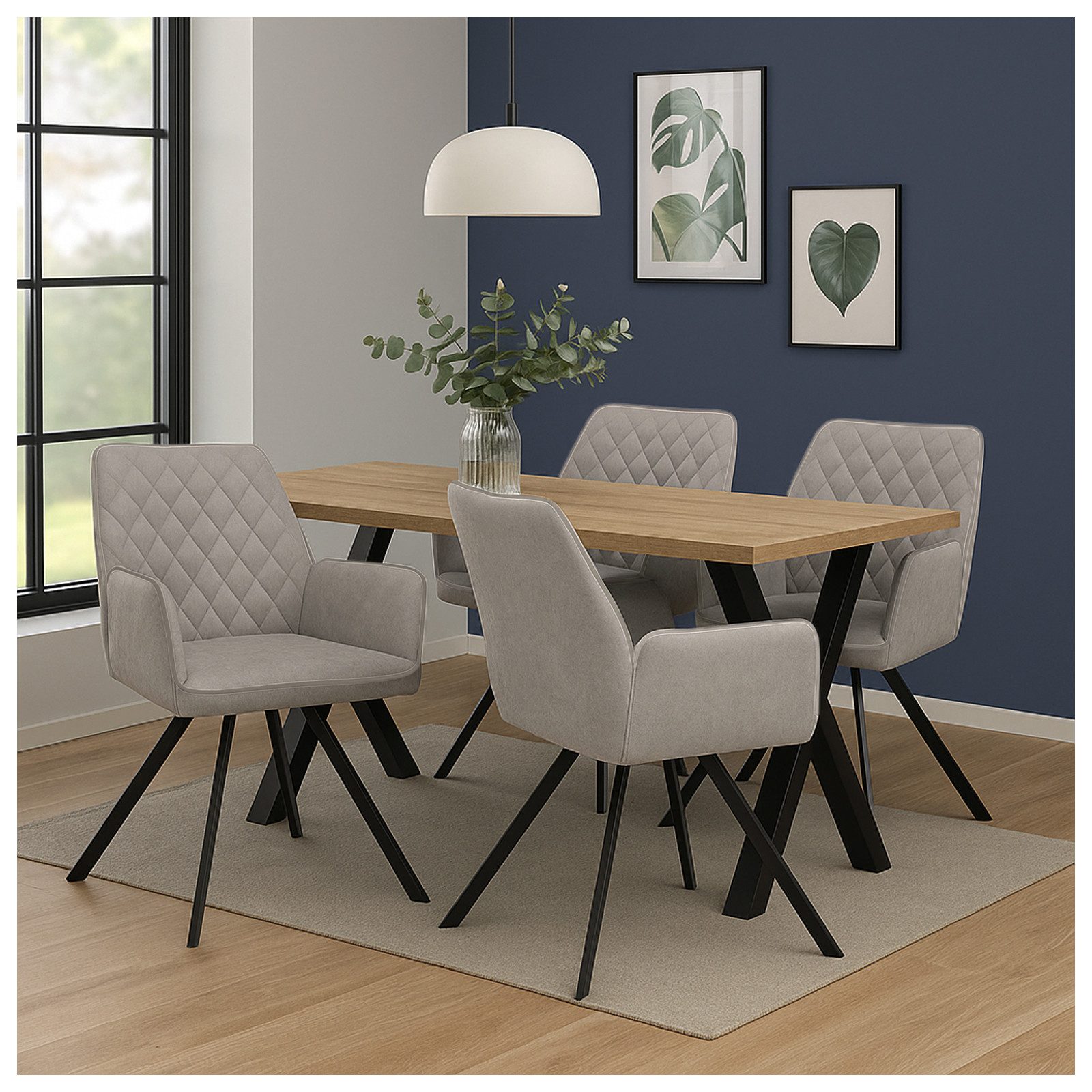 HTI-Living Polsterstuhl Esszimmerstuhl Tumalo Grau 2er-Set (Set, 2 St), Esszimmerstuhl Polsterstuhl mit Armlehnen