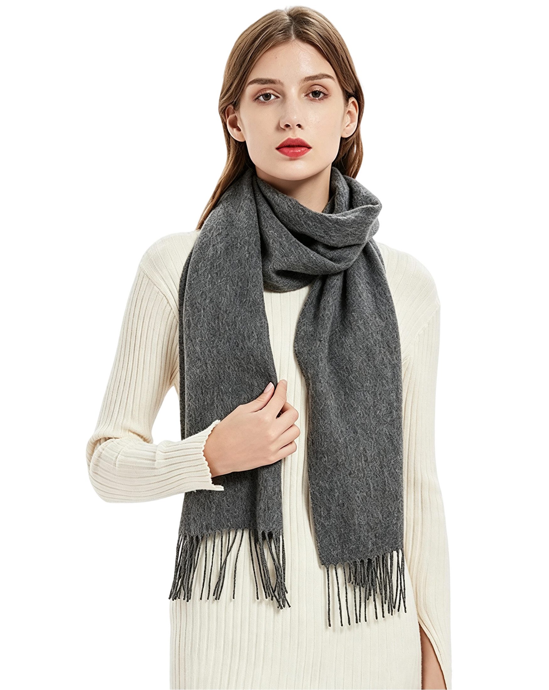 Mutig Wollschal 100 % Cashmere Unisex Kaschmir Schal mit Fransen, (Langer kuscheliger Premium-Strickschal, Weich, groß, leicht und …
