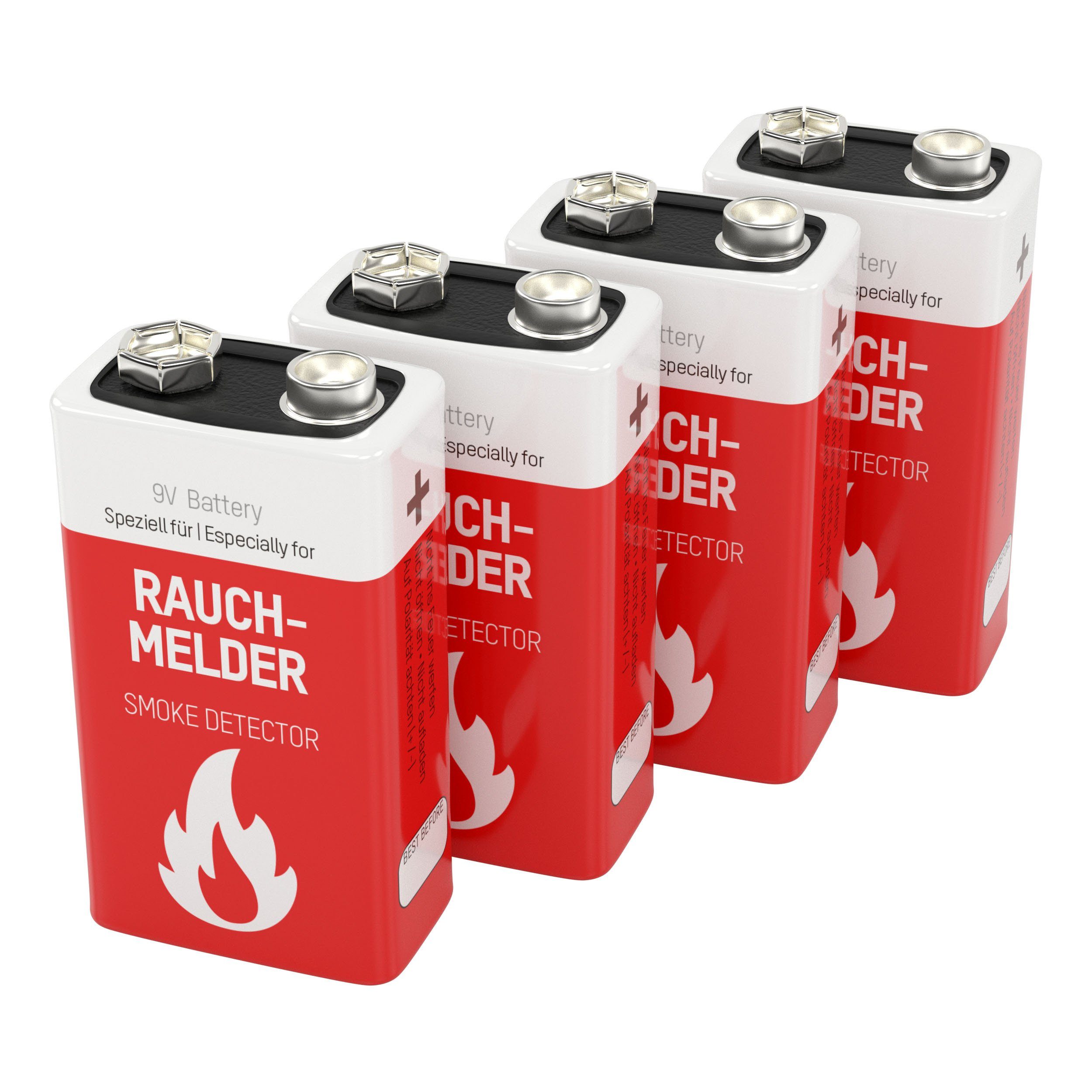 Rauchmelder Lithium Block longlife ANSMANN® 4x Batterien Premium - Batterie 9V Qualität
