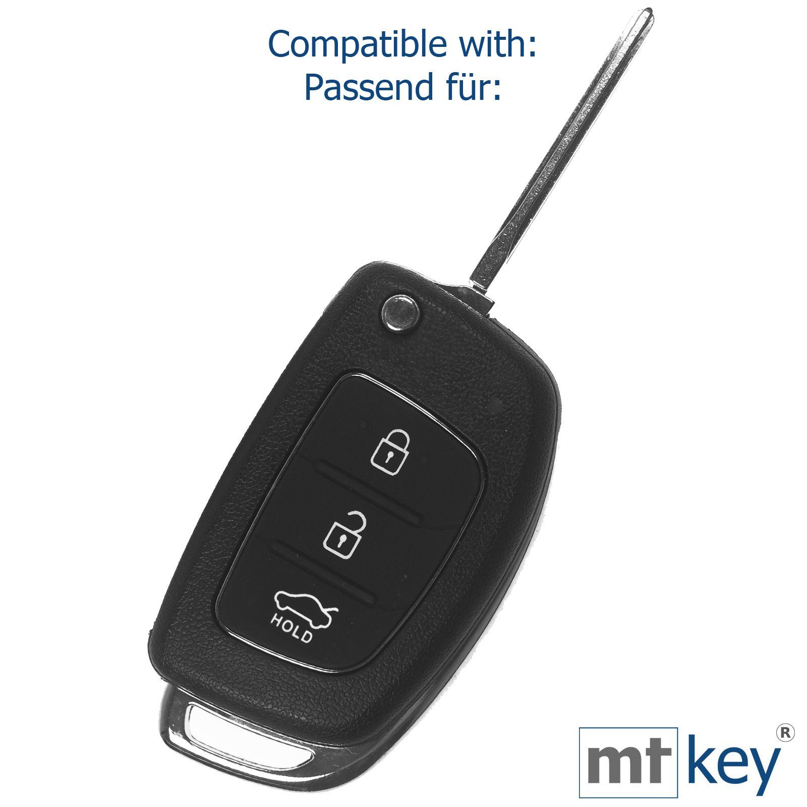 mt-key Schlüsseltasche ix35 Hyundai für Knopf ix25 i10 Tucson i20 i40 + Pink 3 im Accent Klappschlüssel Design Silikon Schlüsselband, Schutzhülle Autoschlüssel Wabe